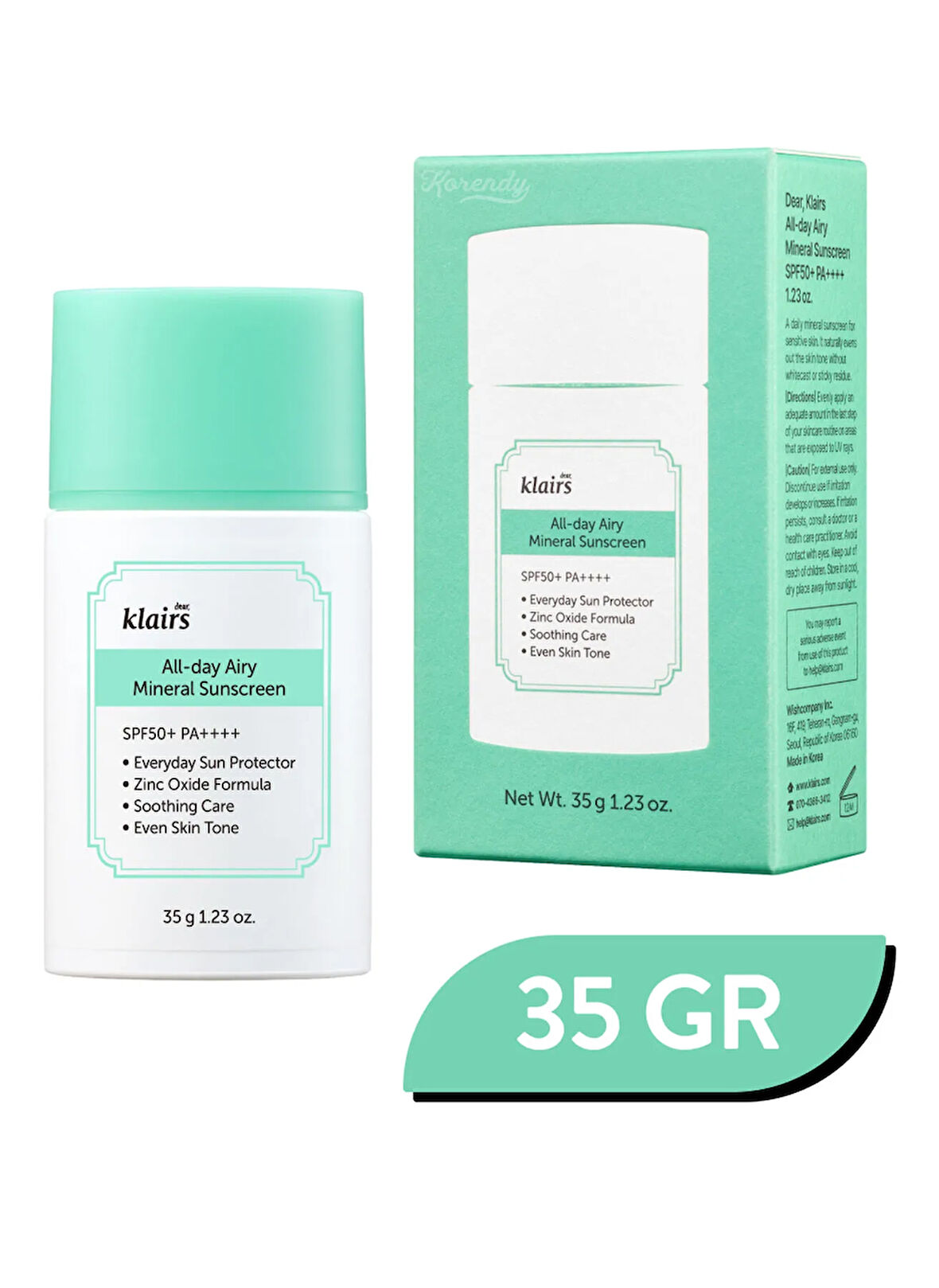 All-day Airy Mineral Sunscreen SPF 50+ PA++++ (Ultra Hafif Dokulu Çinko Oksitli Leke Karşıtı Mineral Güneş Kremi) 35 GR