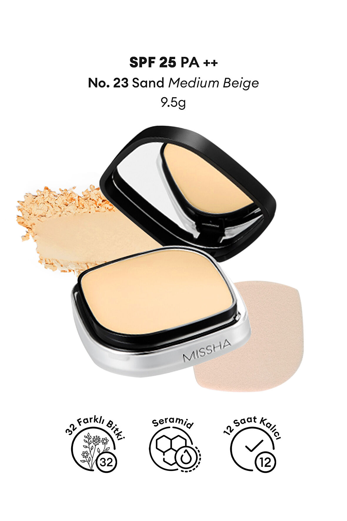 Islak ve Kuru Kullanıma Uygun Mineral Pudra Signature Dramatic Twoway Pact (No.23 Sand)  SPF 25/PA++