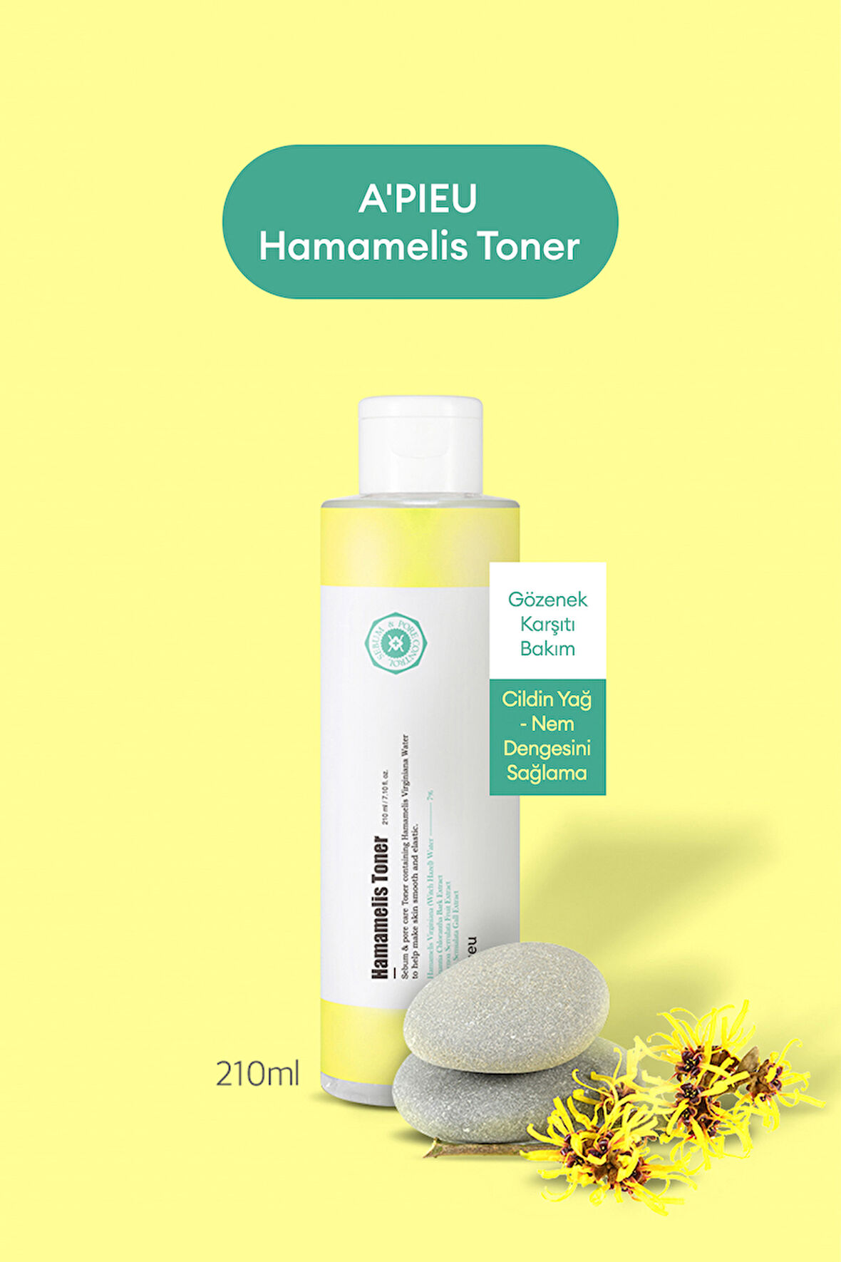Hamamelis Özlü Yağlanma ve Gözenek Karşıtı Bakım Sunan Nemlendirici Tonik A'PIEU Hamamelis Toner