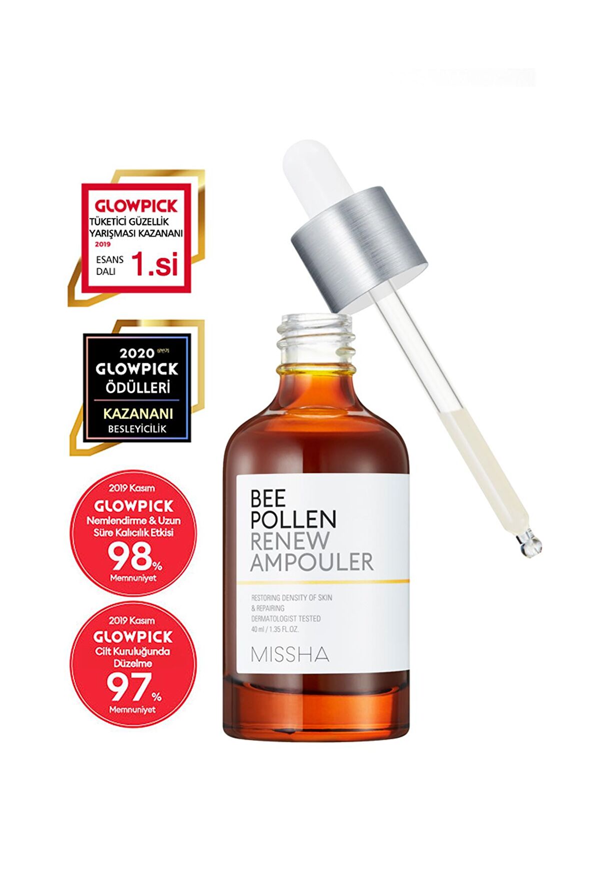 Missha Bee Pollen Tüm Cilt Tipleri İçin Su Bazlı Yağsız Besleyici Yüz Bakım Ampulü 40 ml