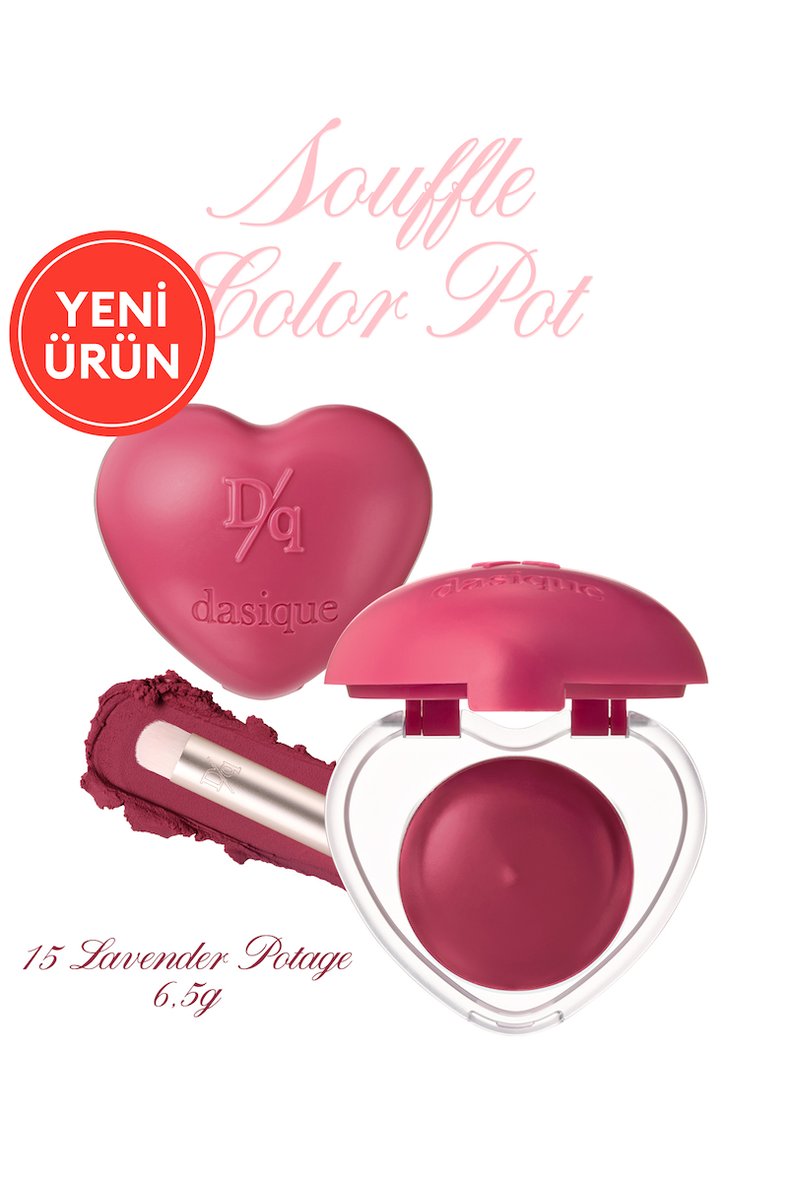 Yoğun Pigmentli Köpük Yapıda Kadife Bitişli Ruj & Allık DASIQUE Souffle Color Pot 15 Lavender Potage