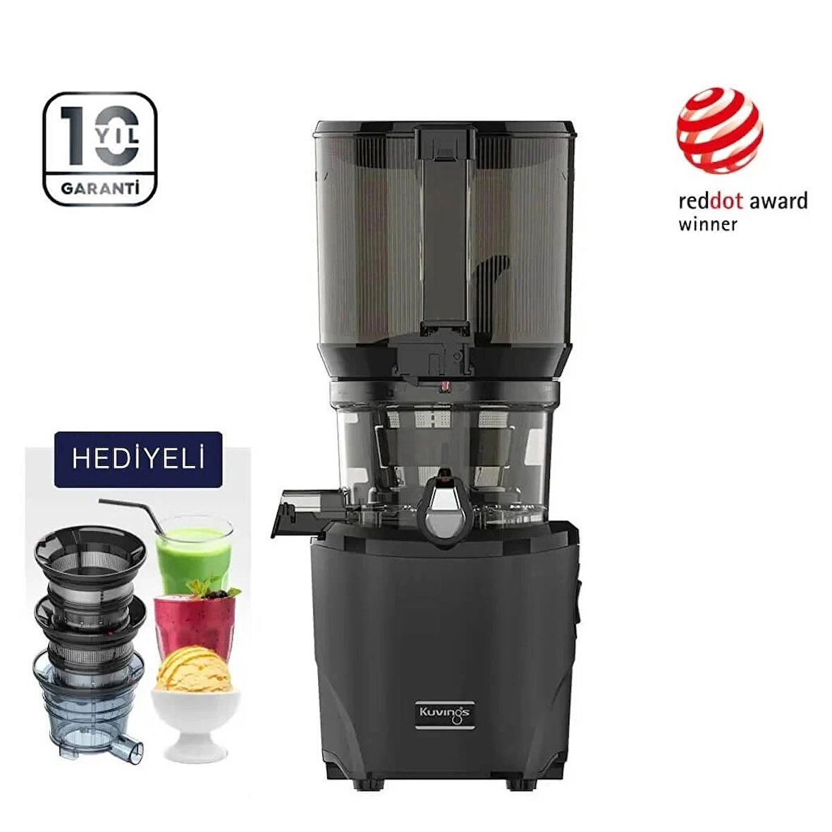 Kuvings AUTO10 Hands-Free Yavaş Sıkım Slow Juicer Meyve Sıkacağı Siyah