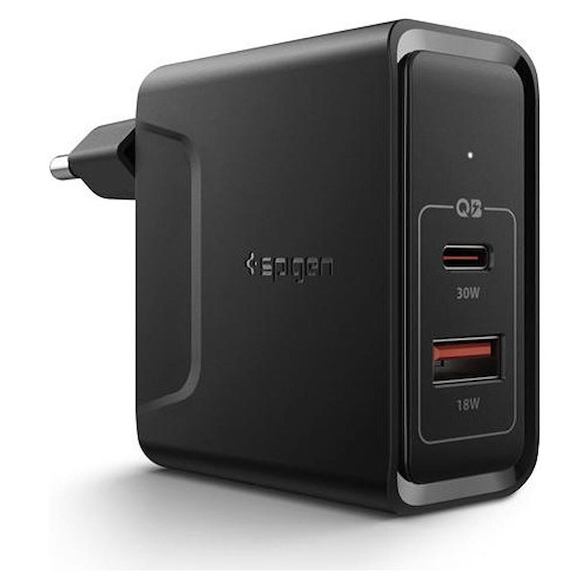 Spigen F211 SteadiBoost 48W Hızlı Şarj Cihazı (USB-C PD 3.0 30W + Quick Charge 3.0 18W) Duvar Şarjı