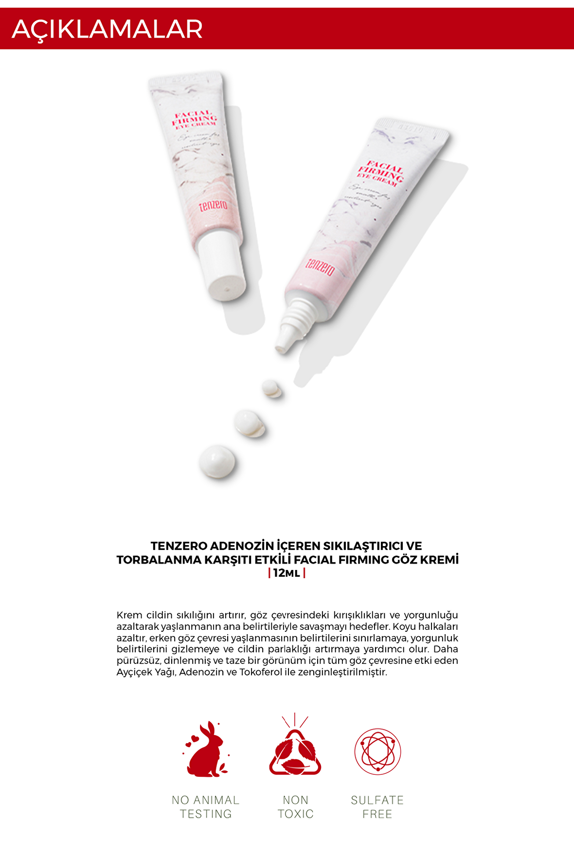 Adenozin İçeren Sıkılaştırıcı ve Yaşlanma Karşıtı Etkili 4'Lü Facial Göz Kremi Seti