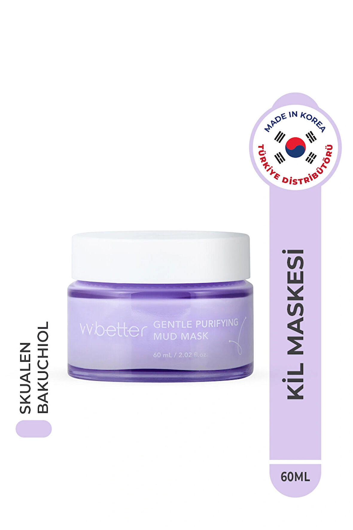 Gentle Purifying Mud Mask Canlandırıcı Ve Arındırıcı Kil Maskesi 8 Tip Peptid ve Bakuchiol Kore 60ml