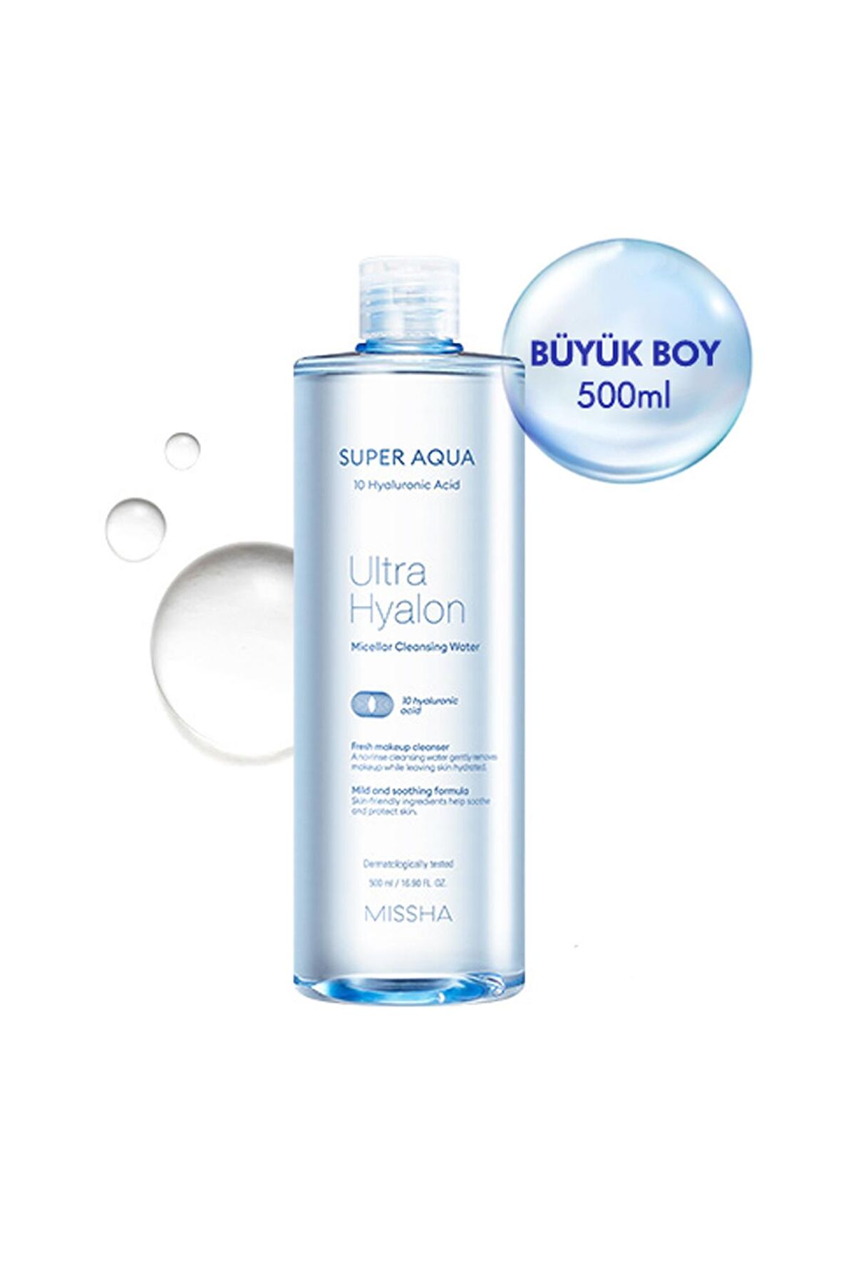 Hyalüronik Asit İçeren Nemlendirici Makyaj Temizleme Suyu 500ml Super Aqua Hyalron Cleansing Water