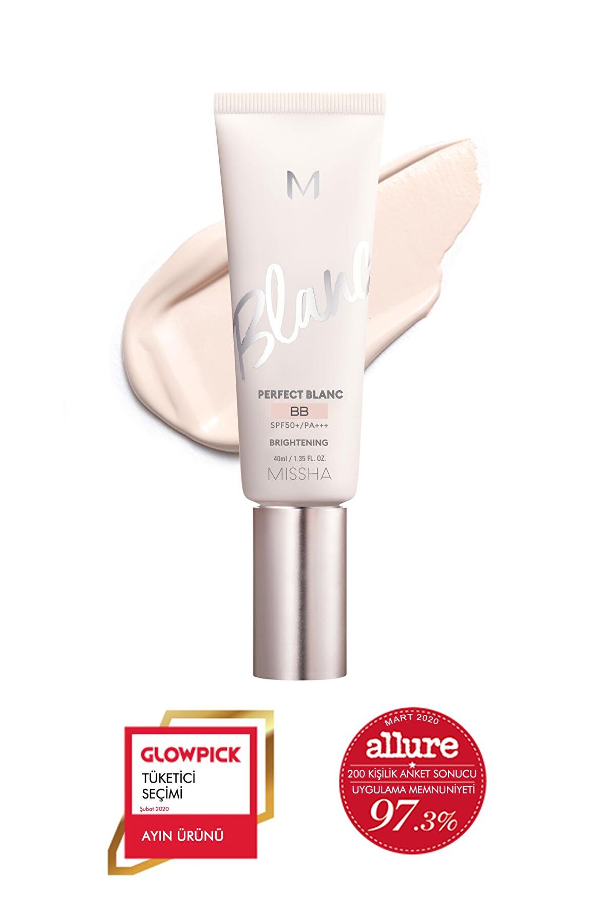 Aydınlık Görünüm Sunan &Ton Eşitleyici BB Krem 40ml SPF50+ MISSHA M Perfect Blanc BB (Rosy / No.19)