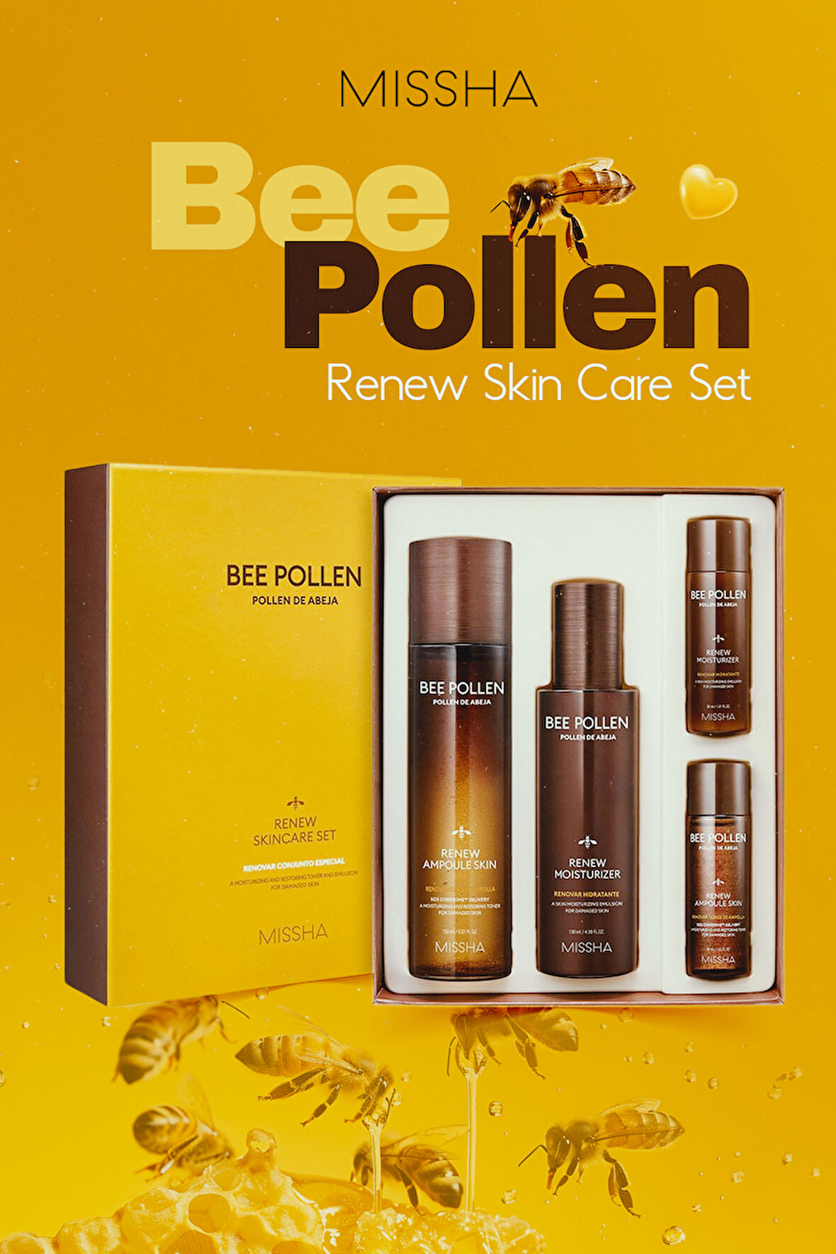 Kuru Ciltler için Arı Poleni İçerikli Besleyici Cilt Bakım Seti Bee Pollen Renew Skin Care Set (2)