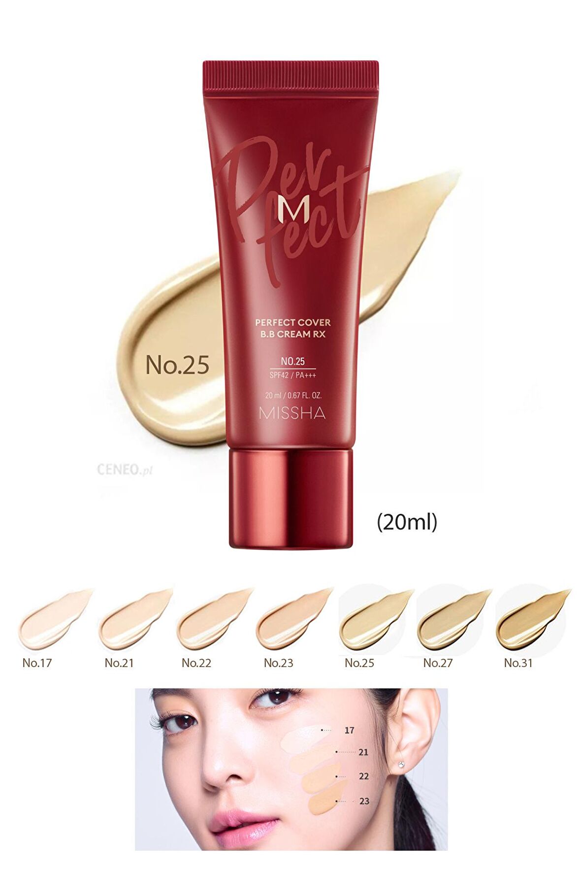 Yüksek Kapatıcı ve Cilt Bakım Etkili Yeni Nesil BB Krem SPF42+++ M Perfect Cover BB Cream RX (No.25)