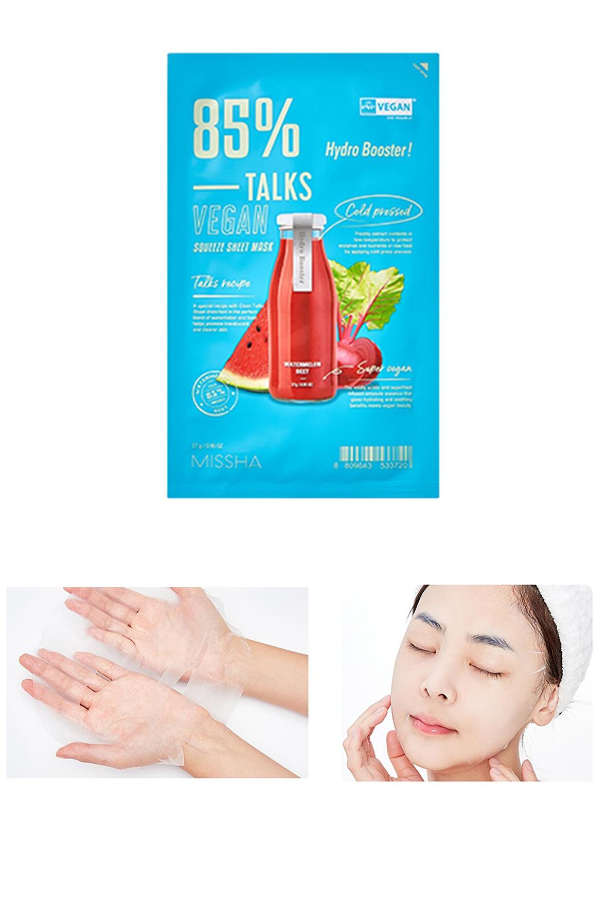 Stres Karşıtı Nemlendirici Vegan Yaprak Maske Talks Vegan Squeeze Sheet Mask (Hydro Booster)