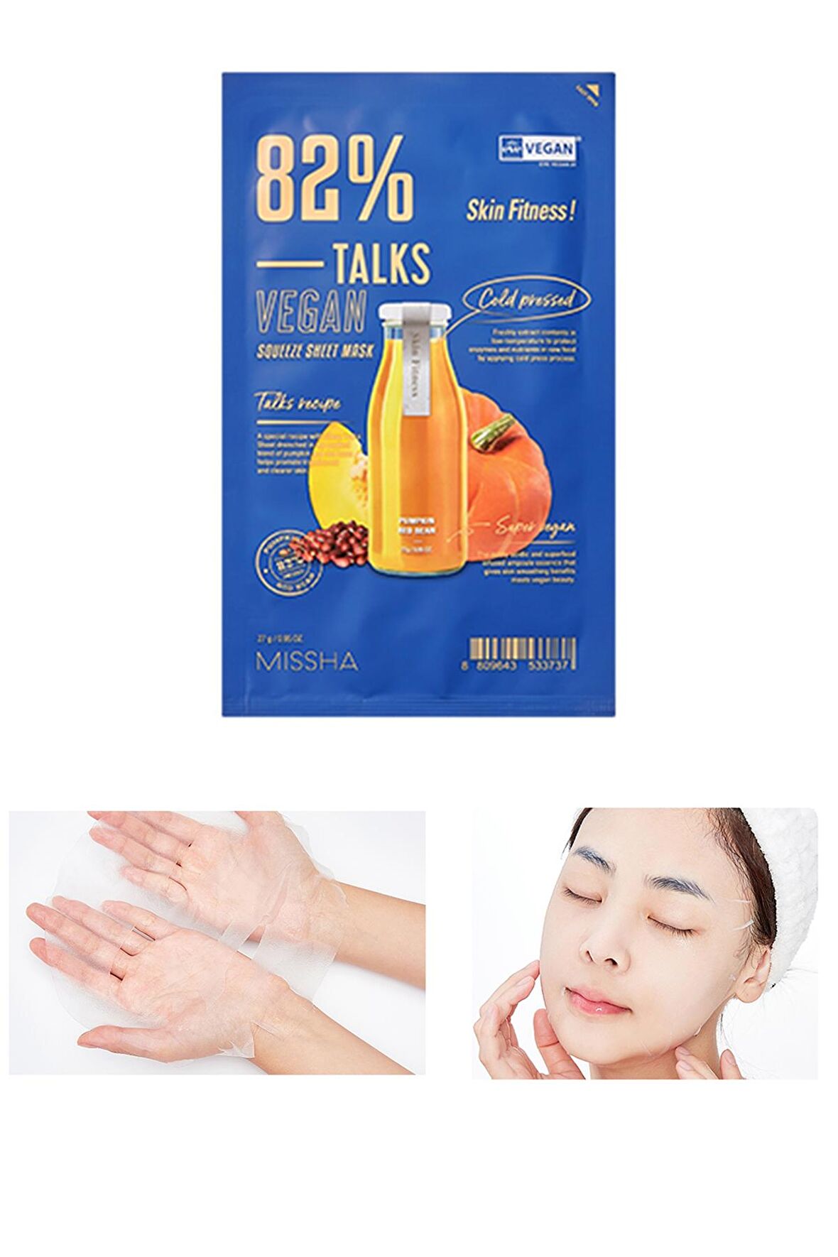 Sağlıklı Bir Görünüm Sunan Vegan Yaprak Maske Talks Vegan Squeeze Sheet Mask (Skin Fitness)