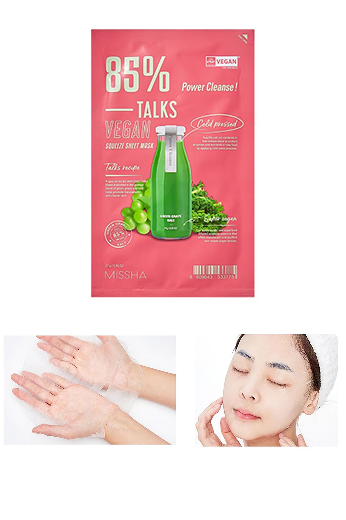 Arındırıcı Vegan Yaprak Maske Talks Vegan Squeeze Sheet Mask (Power Cleanser)