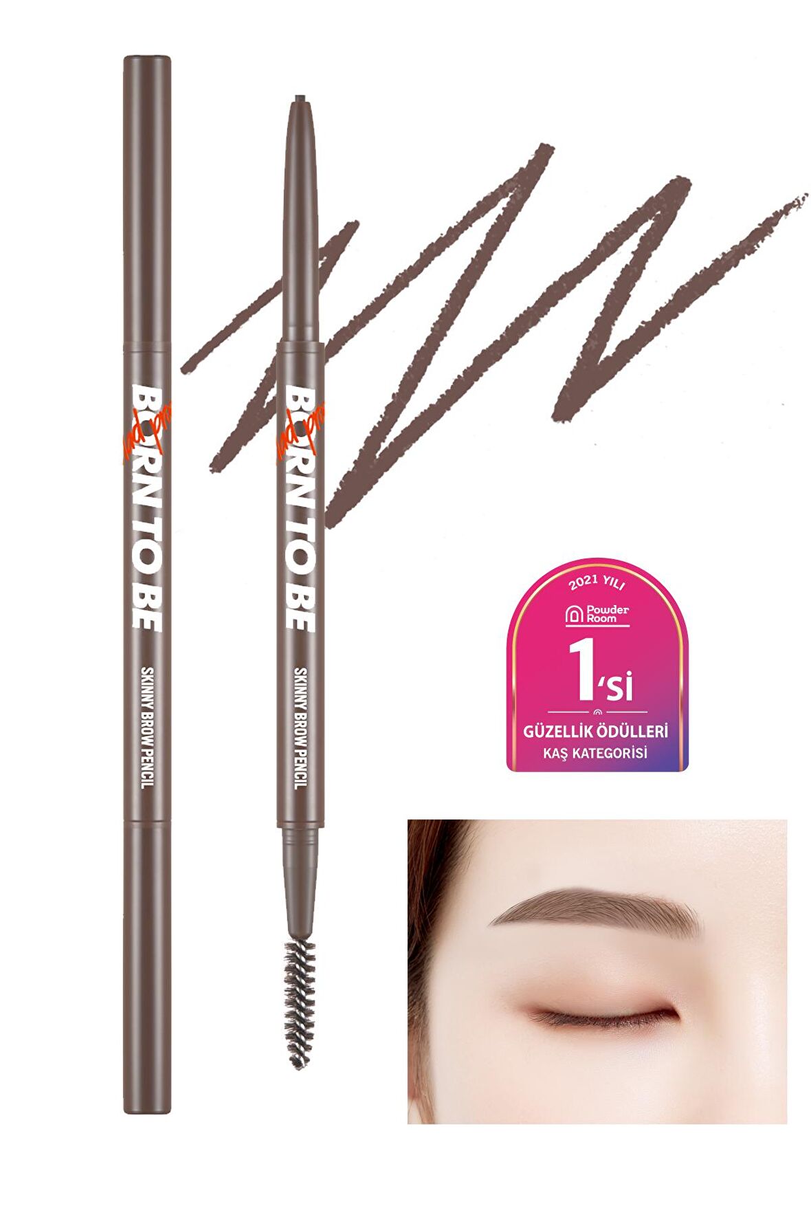 Kalıcı Etkili, Ultra İnce Uçlu,Fırçalı Kaş Kalemi Madproof Skinny Brow Pencil (04 Ash Brown)