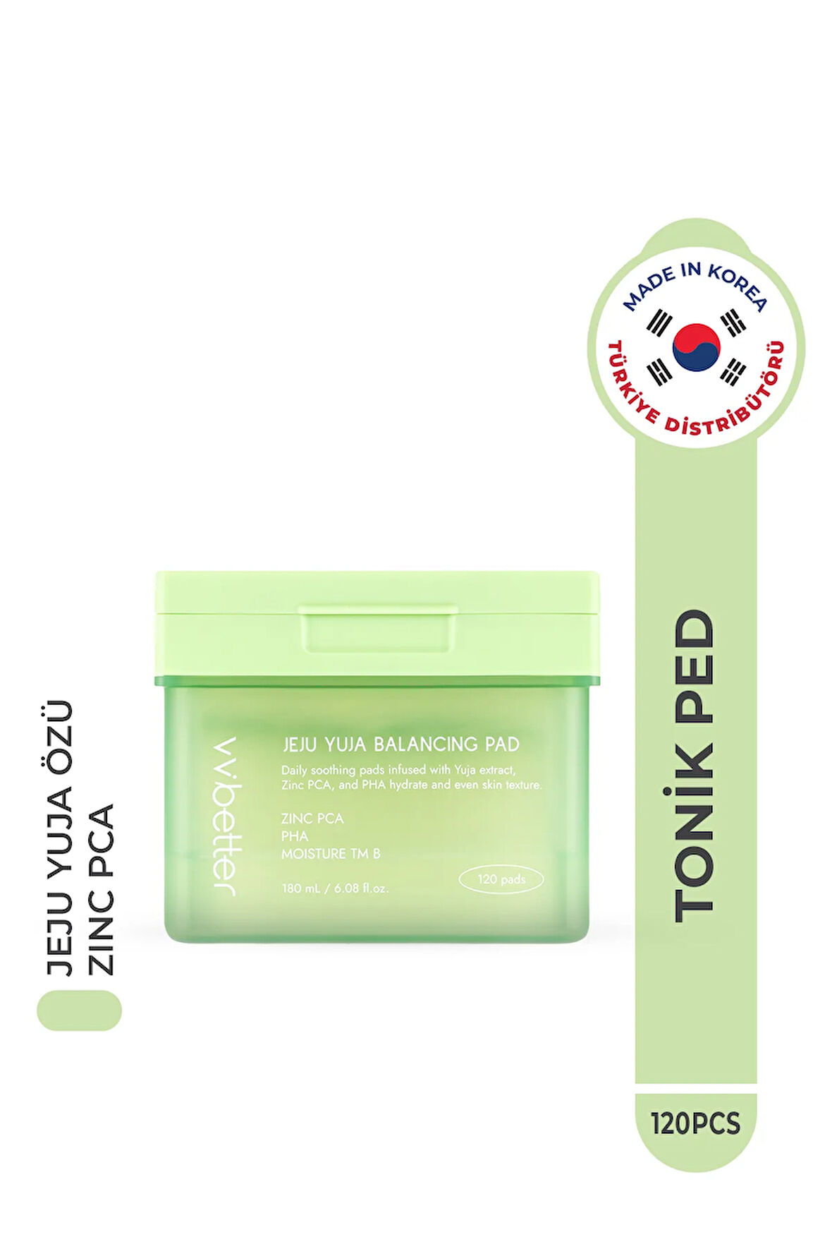 Jeju Yuja Cera Balancing Pad Cilt Dengeleyici Sıkılaştırıcı Tonik Ped Zınc Pca Pha Kore 120pcs
