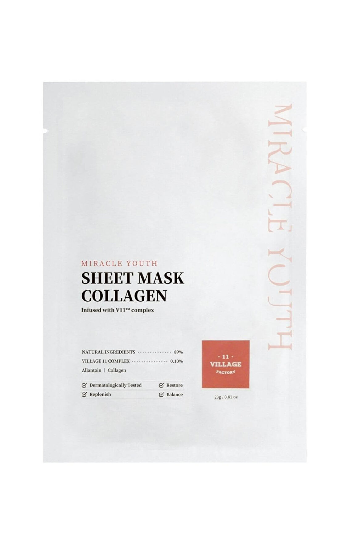 Village 11 Factory Miracle Youth Sheet Mask Collagen 23 gr – Kolajen Maskesi 