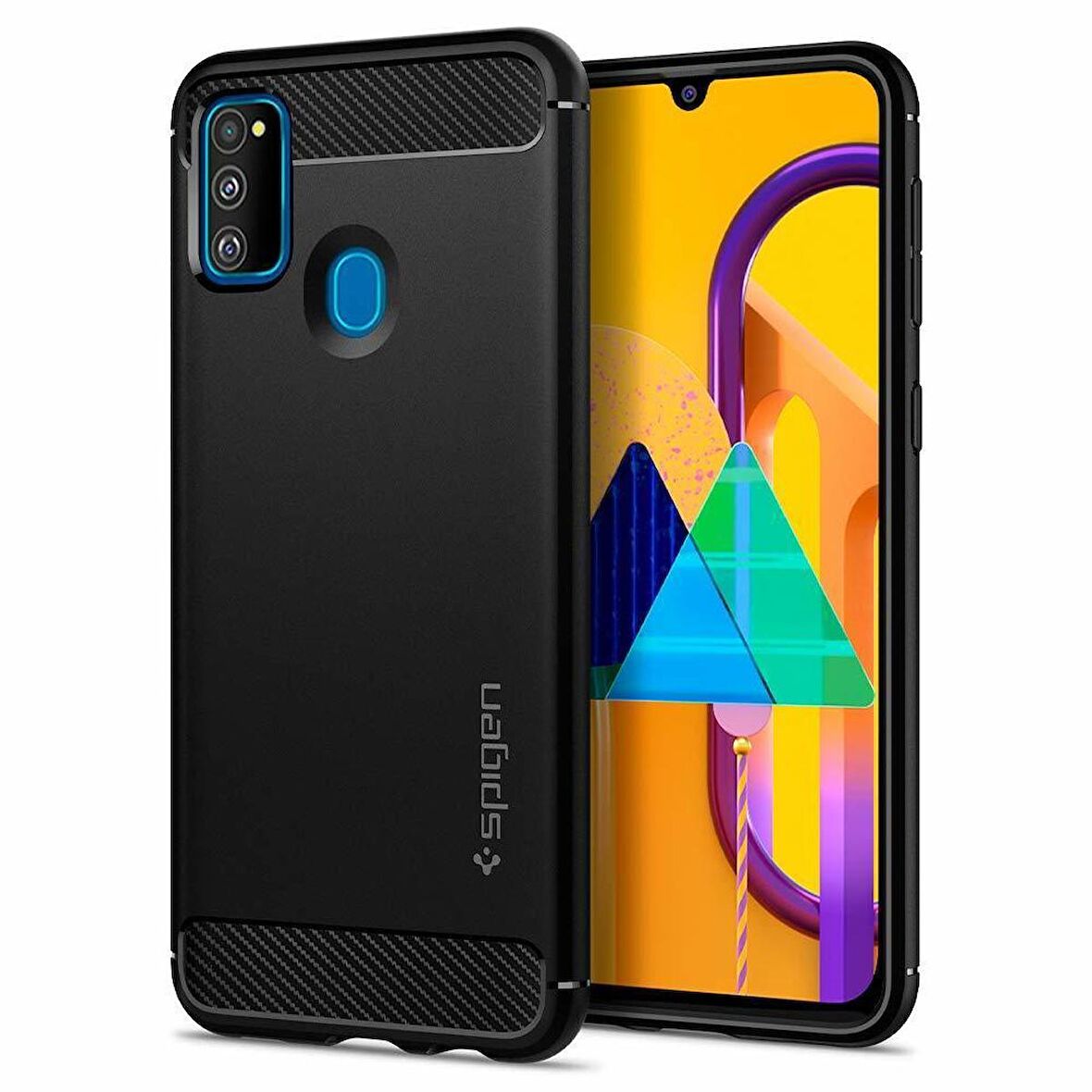Spigen Galaxy M30s ile Uyumlu Kılıf Rugged Armor Matte Black