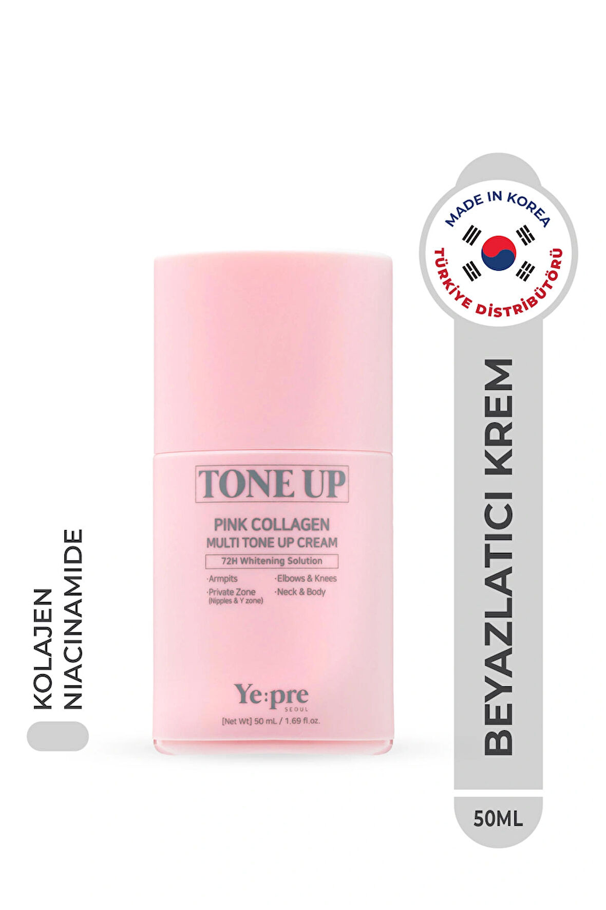 Pink Collagen Multi Tone Up Cream Ton Eşitleyici Kolajen Krem 72 Saat Etkili Leke Karşıtı Kore 50ml