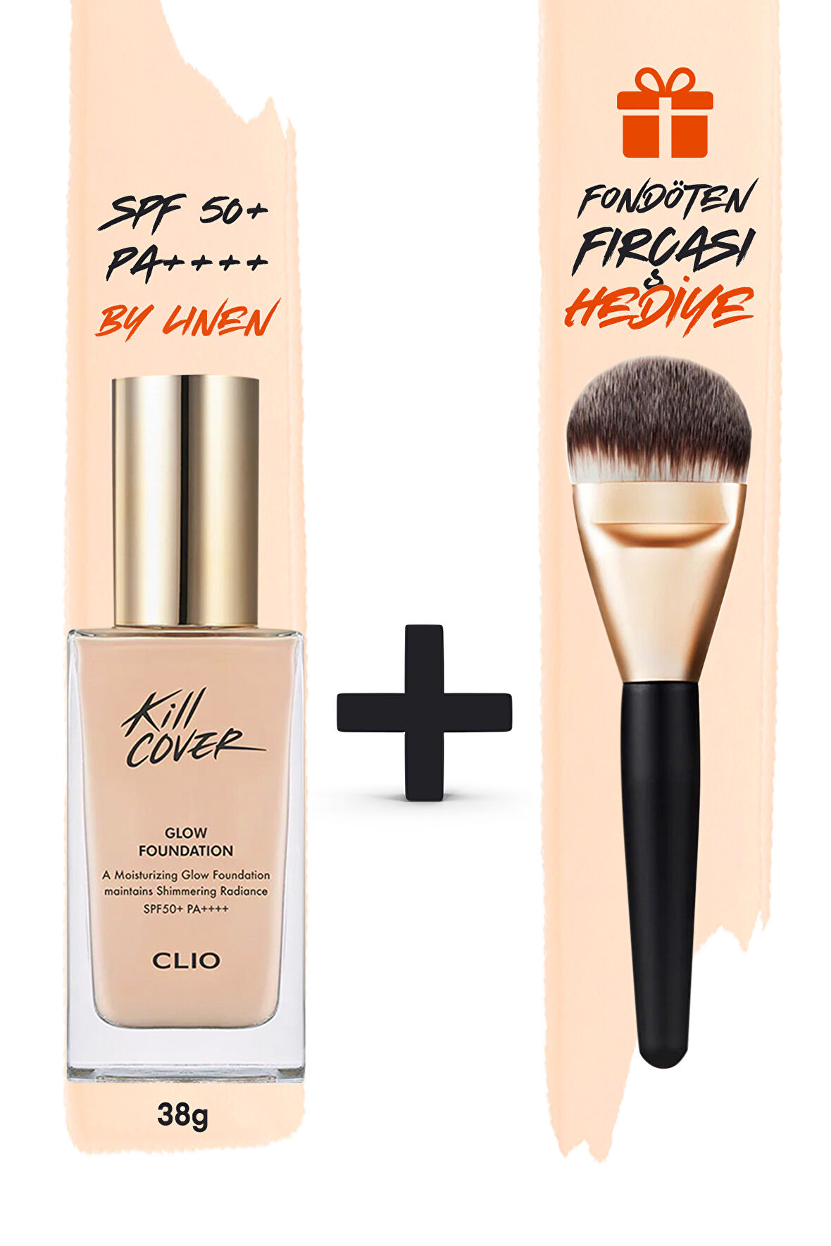 Yoğun Kapatıcılık ve Işıltı Sunan Fondöten Clio Kill Cover Glow Foundation (3-By Linen) SPF50+PA++++