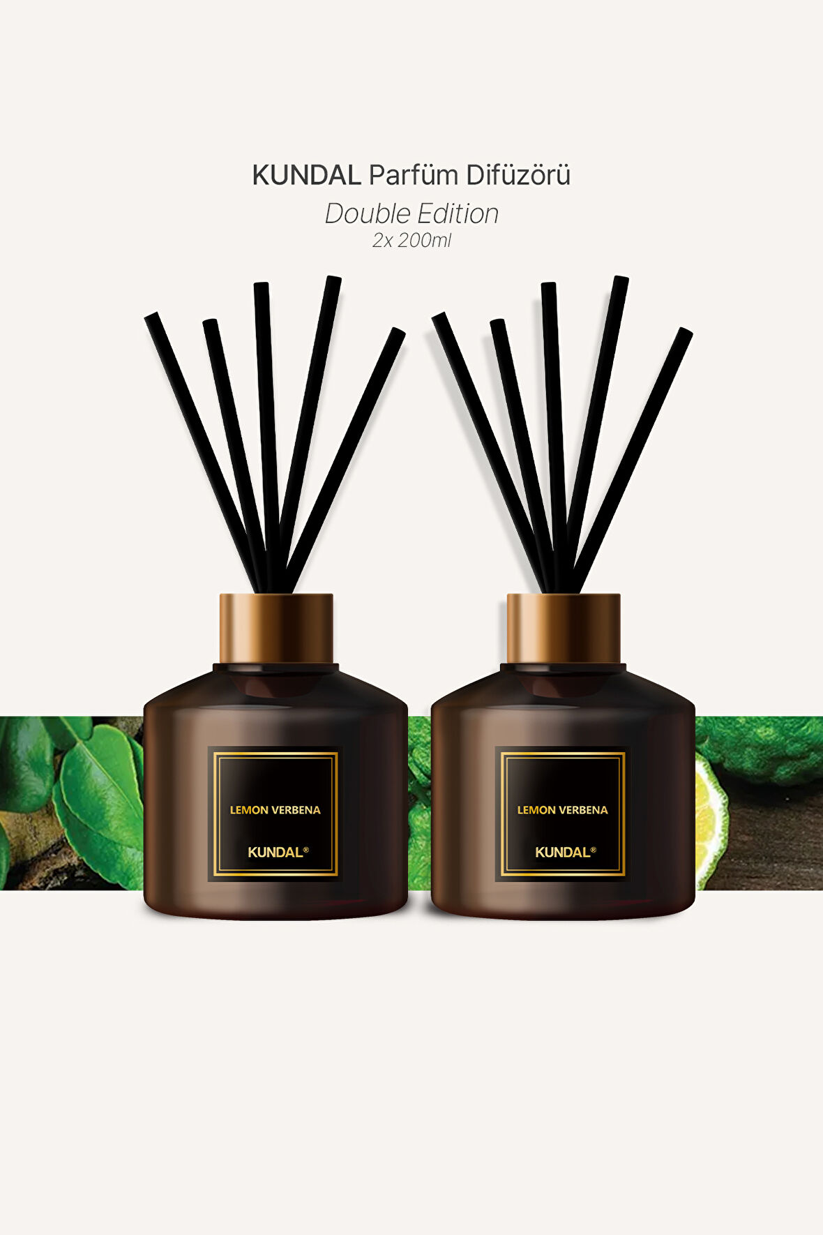 Parfüm Difüzörü Temel Seri KUNDAL Perfume Diffuser 200ml 2Adet (Lemon Verbena)