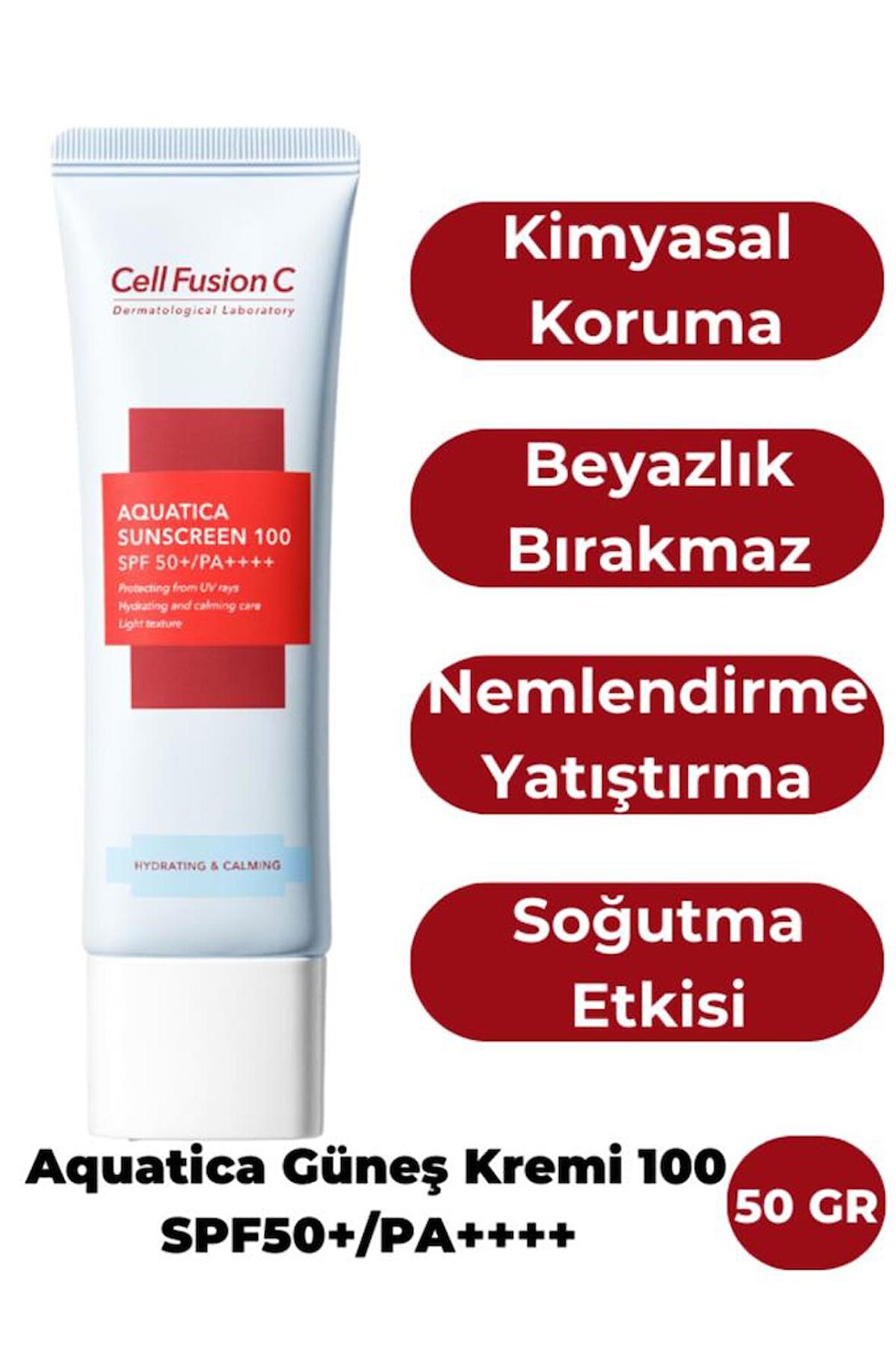 Cell Fusion C Aquatica Nemlendirici Yüksek Koruyucu Tüm Cilt Tipleri Için Güneş Kremi 100 Spf50 /pa 50 gr