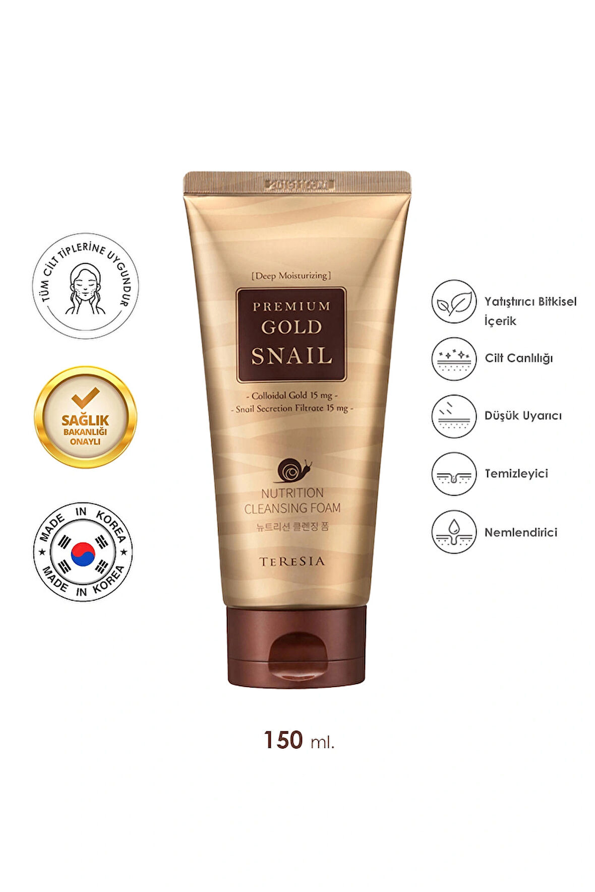 Akne Ve Gözenek Karşıtı Gold & Snail Özü Içeren Yüz Temizleme Köpüğü 150 ml
