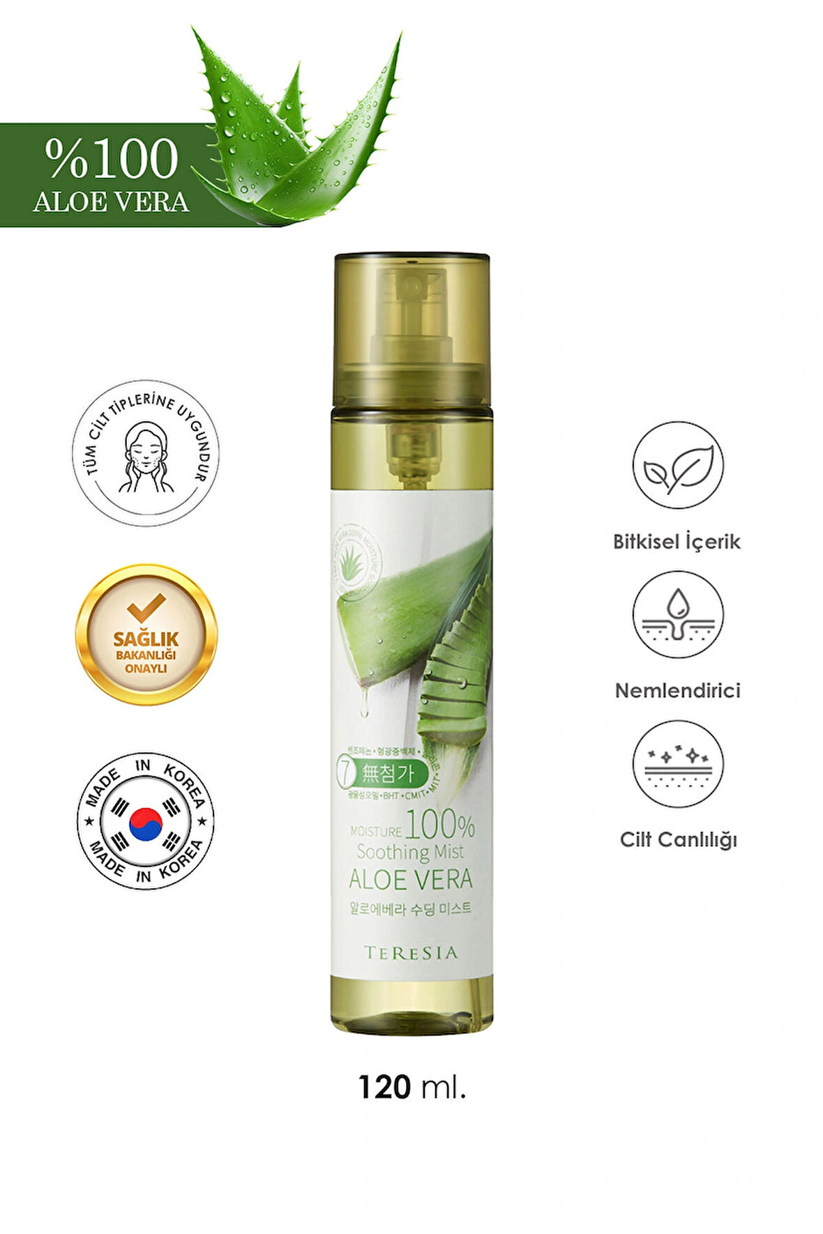 Aloe Vera Içeren Yatıştırıcı Yüz Spreyi Soothing Mist 120ml