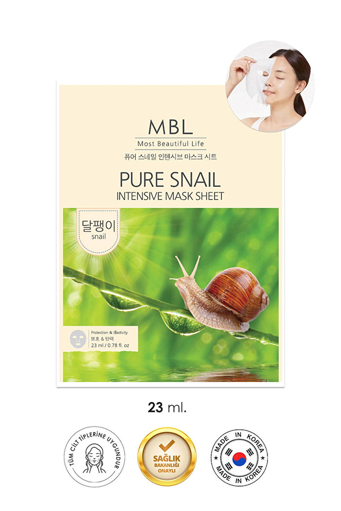 Nem Kaybı Yaşayan, Elastikiyetini Yitirmiş ve Donuk Görünen Ciltler için Snail içerikli Yüz Maskesi