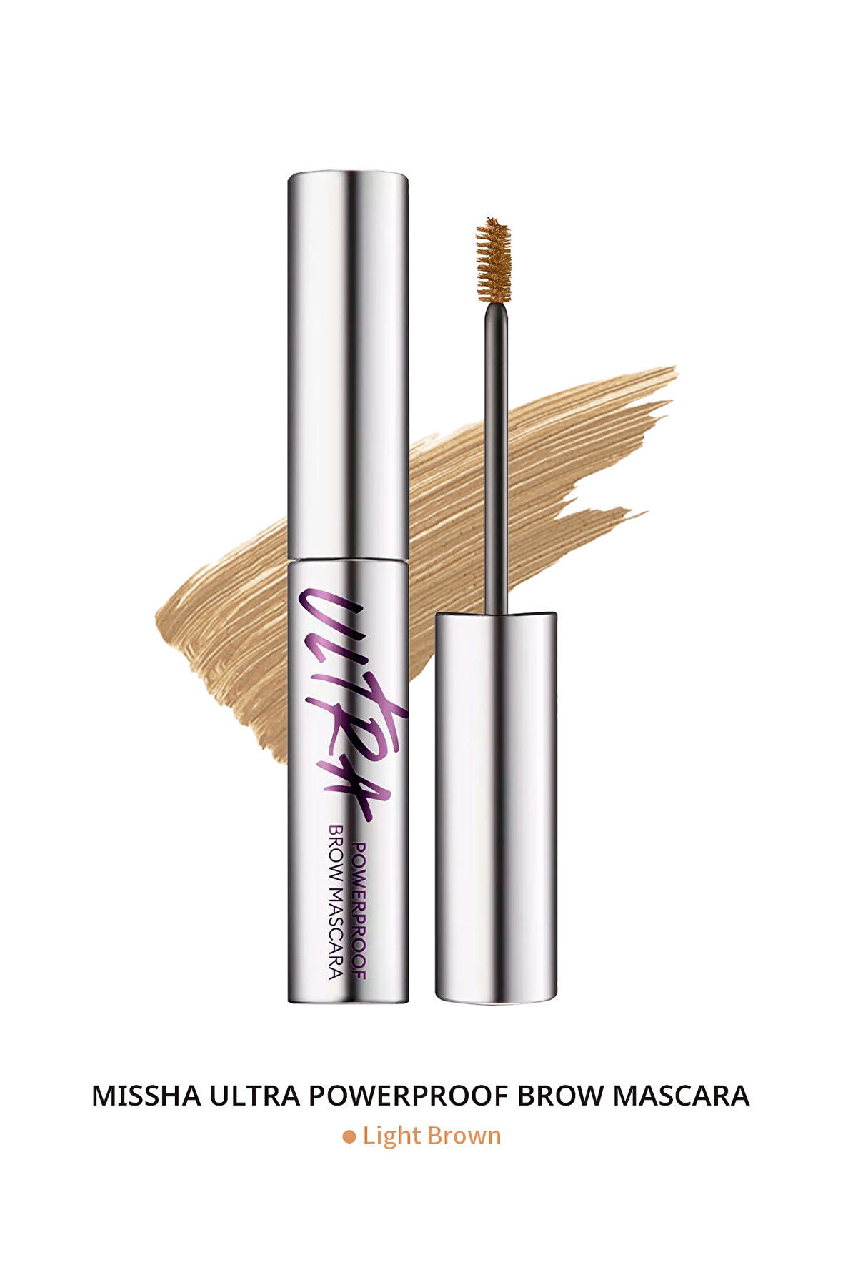 Doğal Görünüm Sağlayan İnce ve Üçgen Fırçalı Kaş Maskara Ultra Powerproof Brow Mascara (Light Brown)