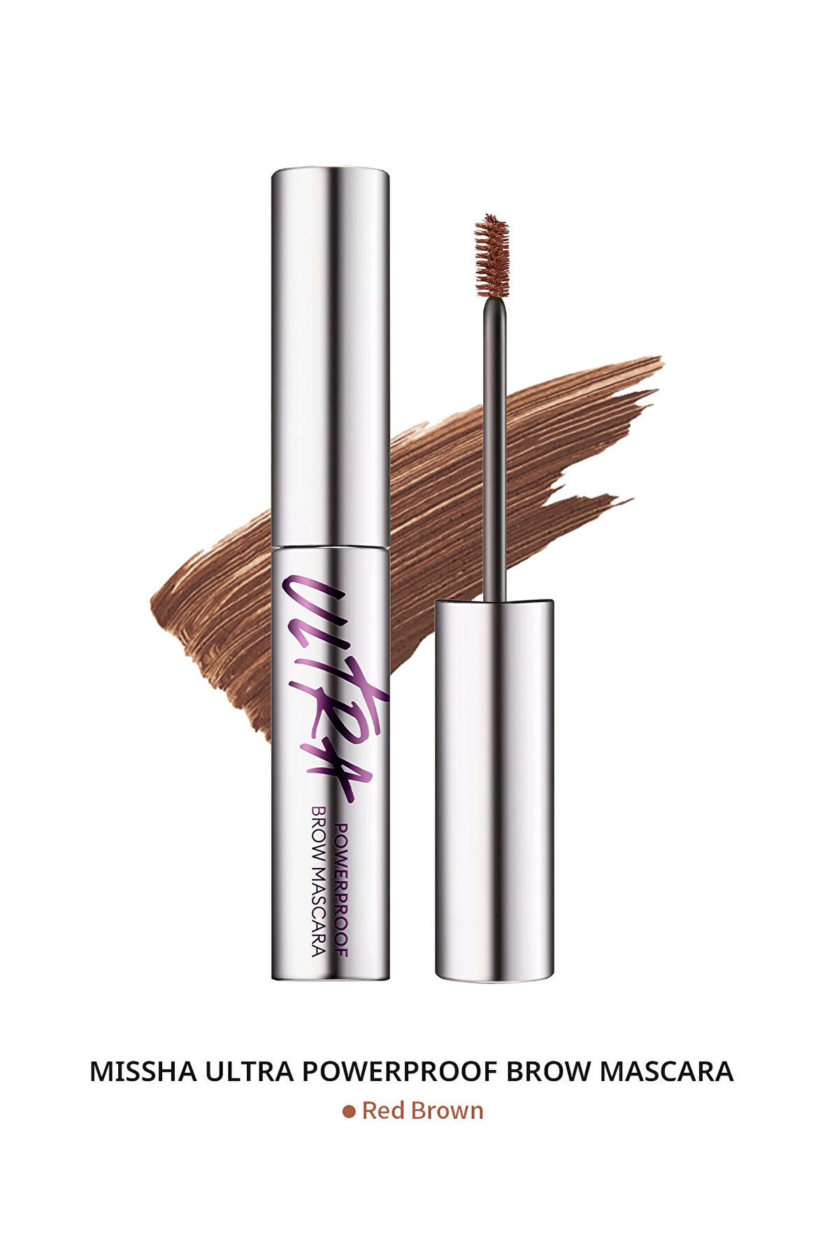 Doğal Görünüm Sağlayan İnce ve Üçgen Fırçalı Kaş Maskarası Ultra Powerproof Brow Mascara (Red Brown)