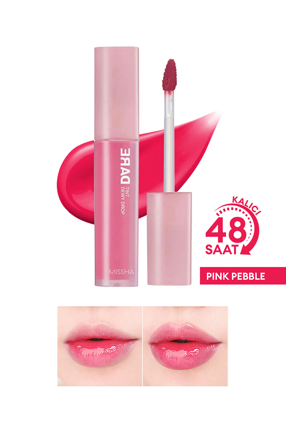 Uzun Süre Kalıcı, Nemli Bitiş Sunan Parlak Tint Dare Tint Dewy Drop (Pink Pebble)