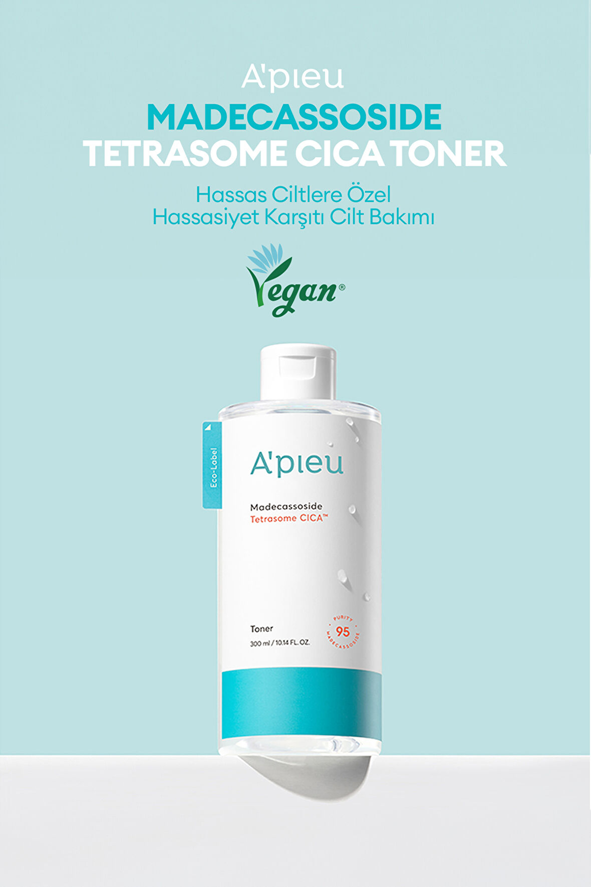 Hassas ve Yıpranmış Ciltler için Cica İçerikli Tonik A'PIEU Madecassoside Tetrasome Cica Toner