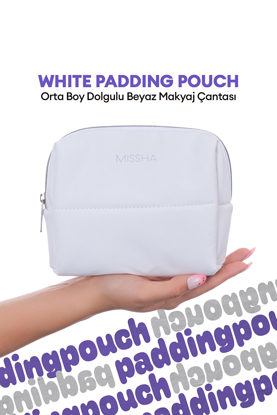 Orta Boy Dolgulu Beyaz Makyaj Çantası MISSHA White Padding Pouch