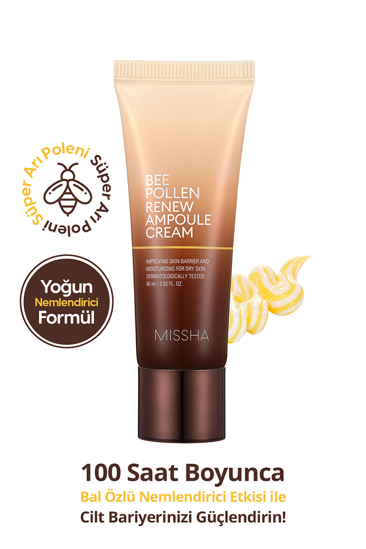 Kuru ve Cansız Ciltler için Arı Poleni İçerikli Ampul Krem Missha Bee Pollen Renew Ampoule Cream