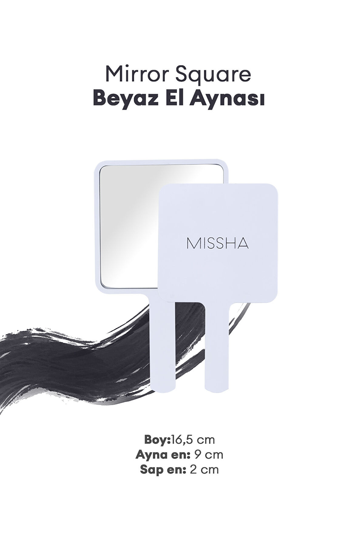 Şık Tasarımlı Beyaz El Aynası Mirror Square (White)