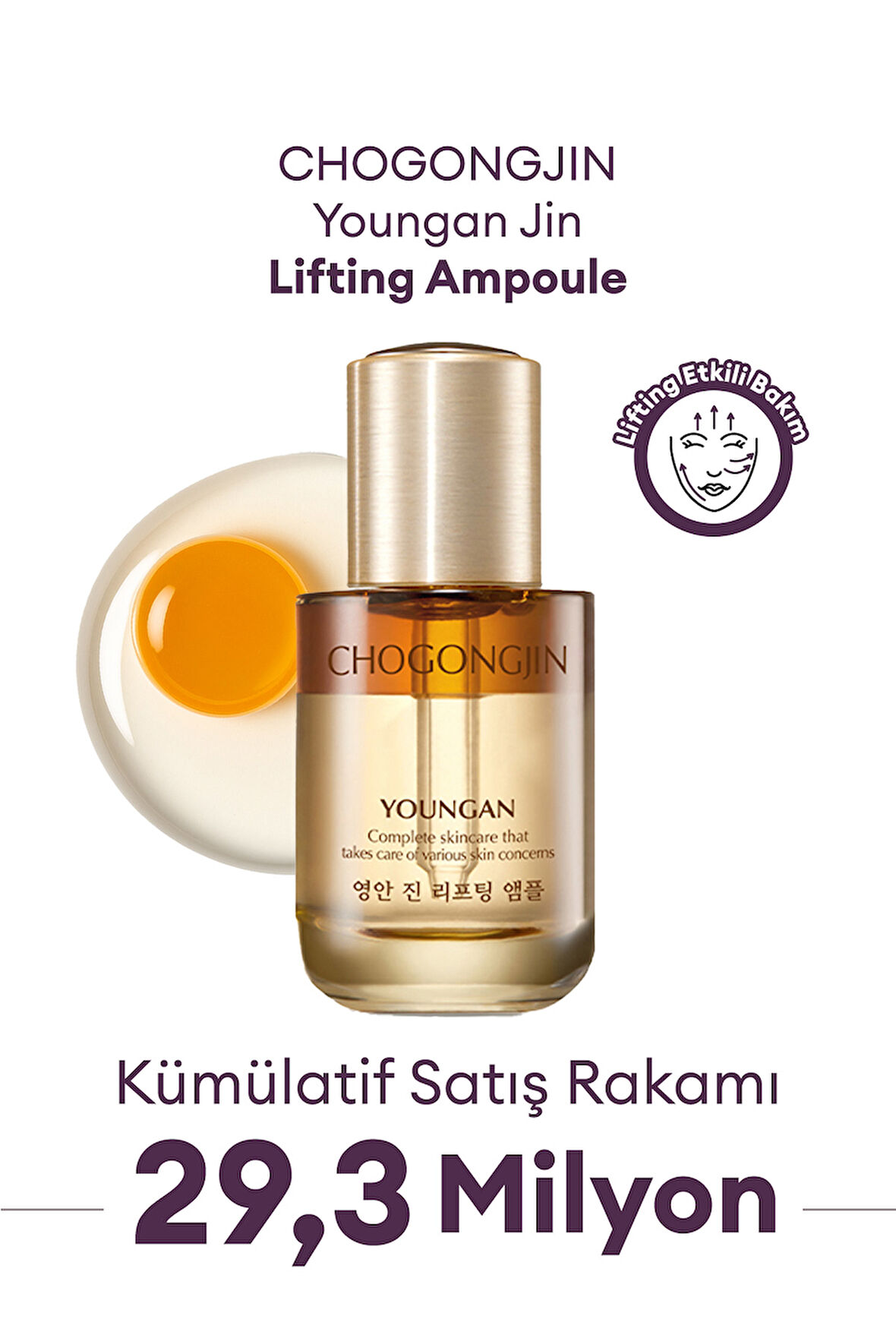 Kırışıklık Karşıtı, Sıkı Görünüm Sunan Nemlendirici Ampul CHOGONGJIN Youngan Jin Lifting Ampoule