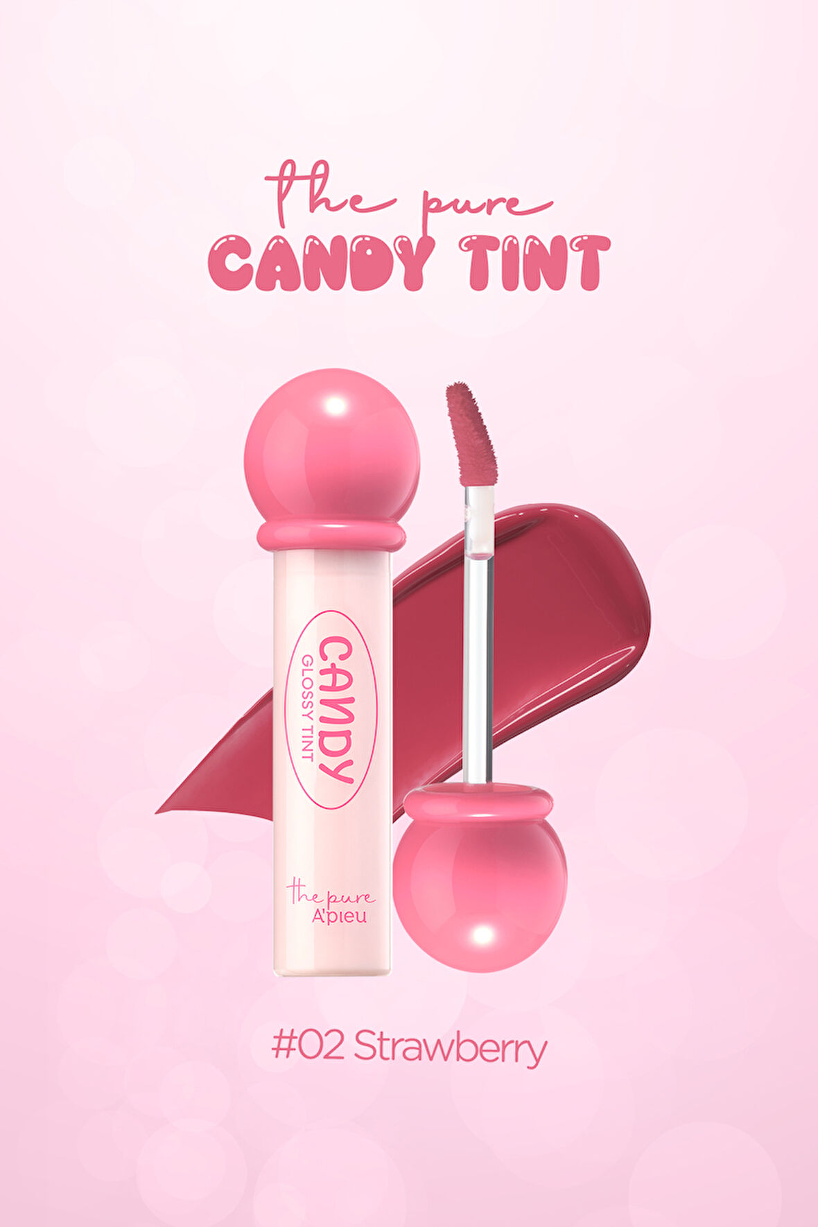 Kalıcı Renkleriyle Şeker Gibi Parlayan Nemlendiren Tint A'PIEU The Pure Candy Tint (No.02 Strawberry