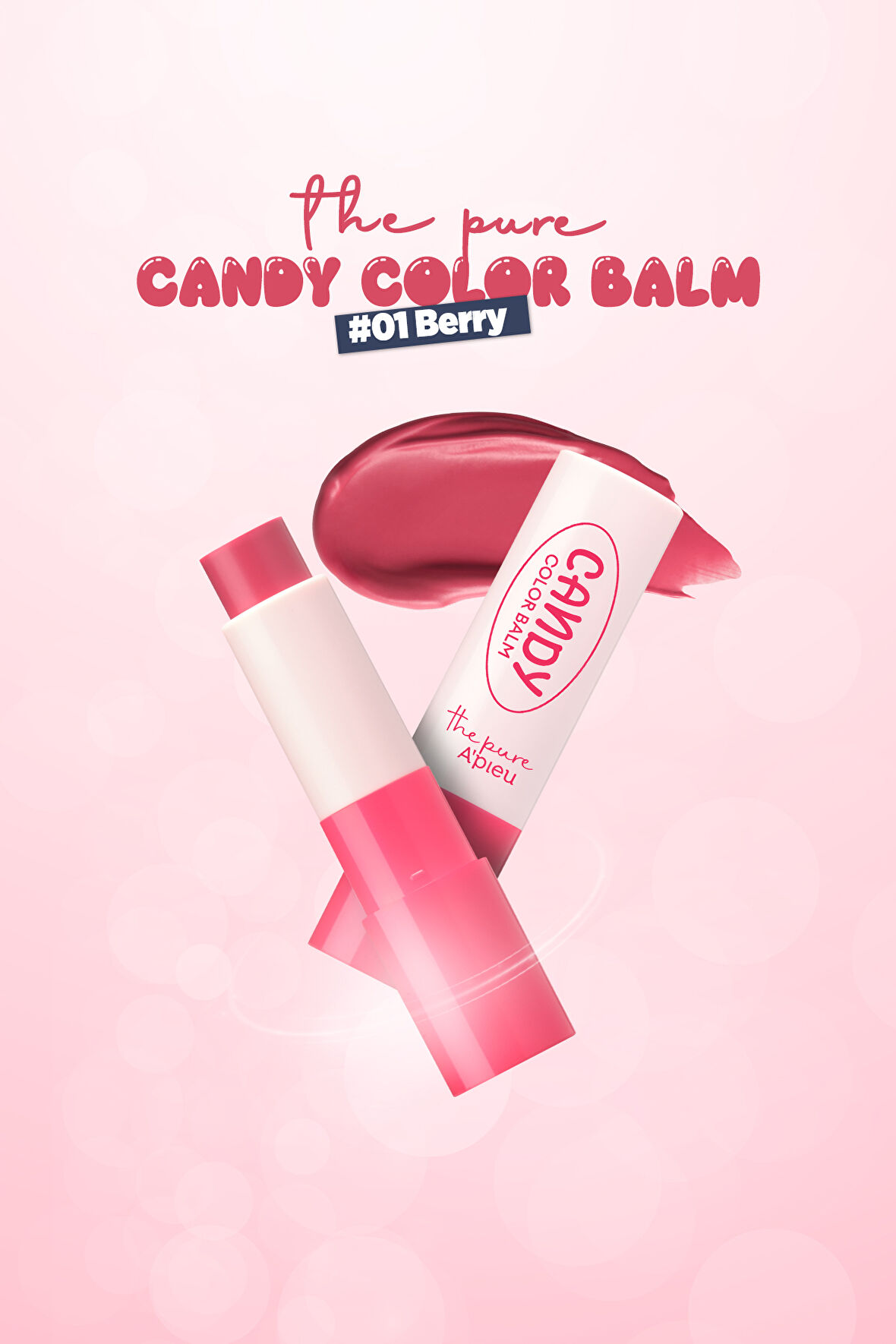 Şeker Gibi Parlayan ve Nemlendiren Dudak Balmı A'PIEU The Pure Candy Color Balm (No.01 Berry)