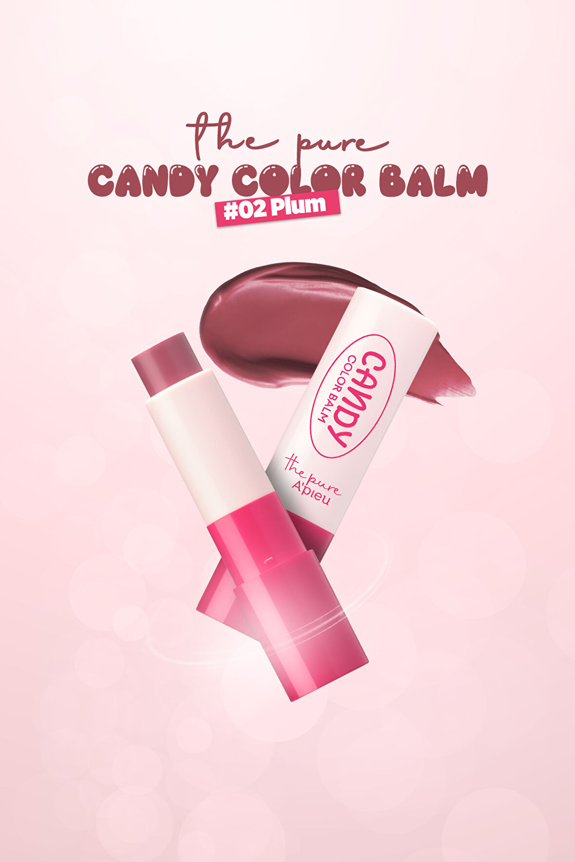 Şeker Gibi Parlayan ve Nemlendiren Dudak Balmı A'PIEU The Pure Candy Color Balm (No.02 Plum)