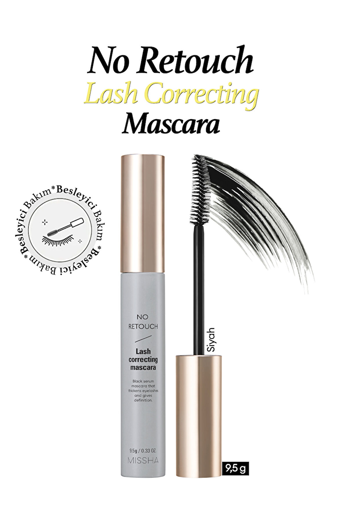 Kirpiklere Besleyici Bakım Sunan Siyah Maskara No Retouch Lash Correcting Mascara (Black)