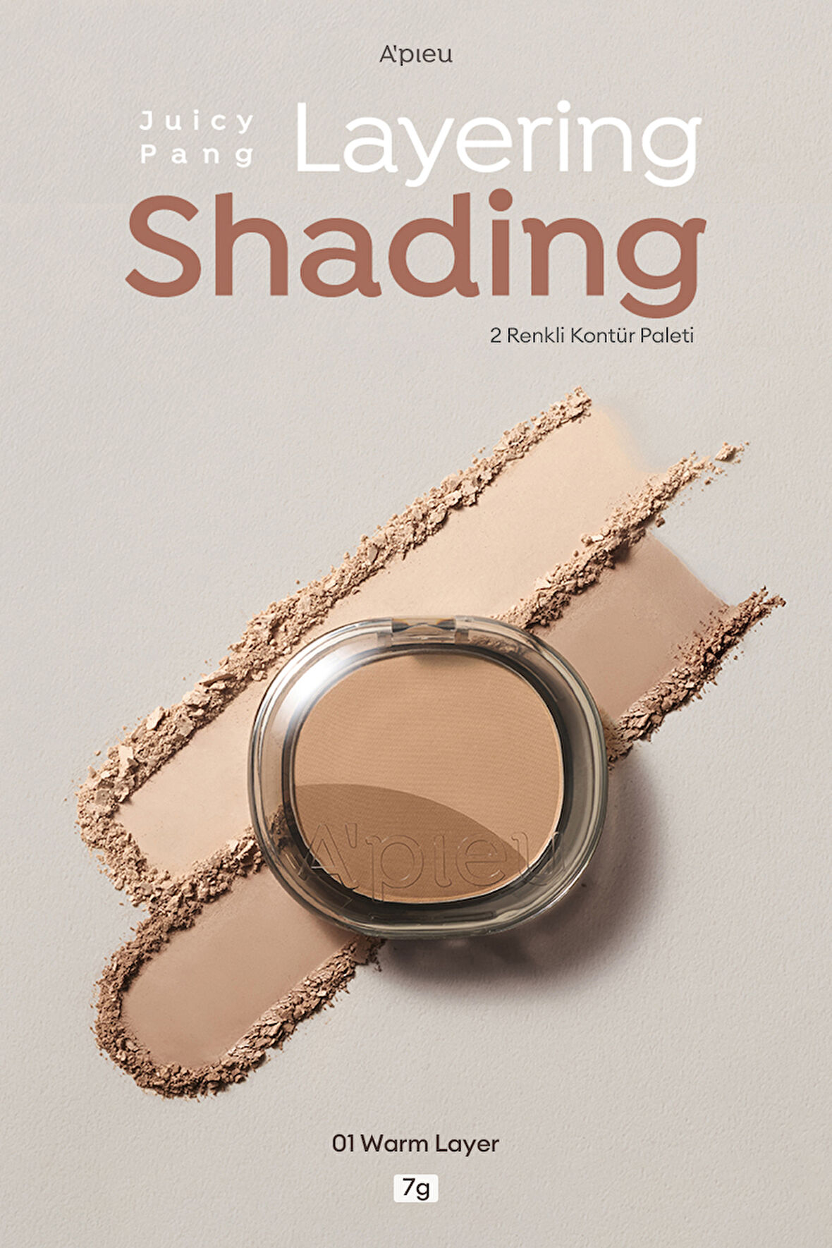 İki Renkli, Sıcak Alt Tonlu Kontür Paleti A'PIEU Juicy-Pang Layering Shading (01 Warm Layer)