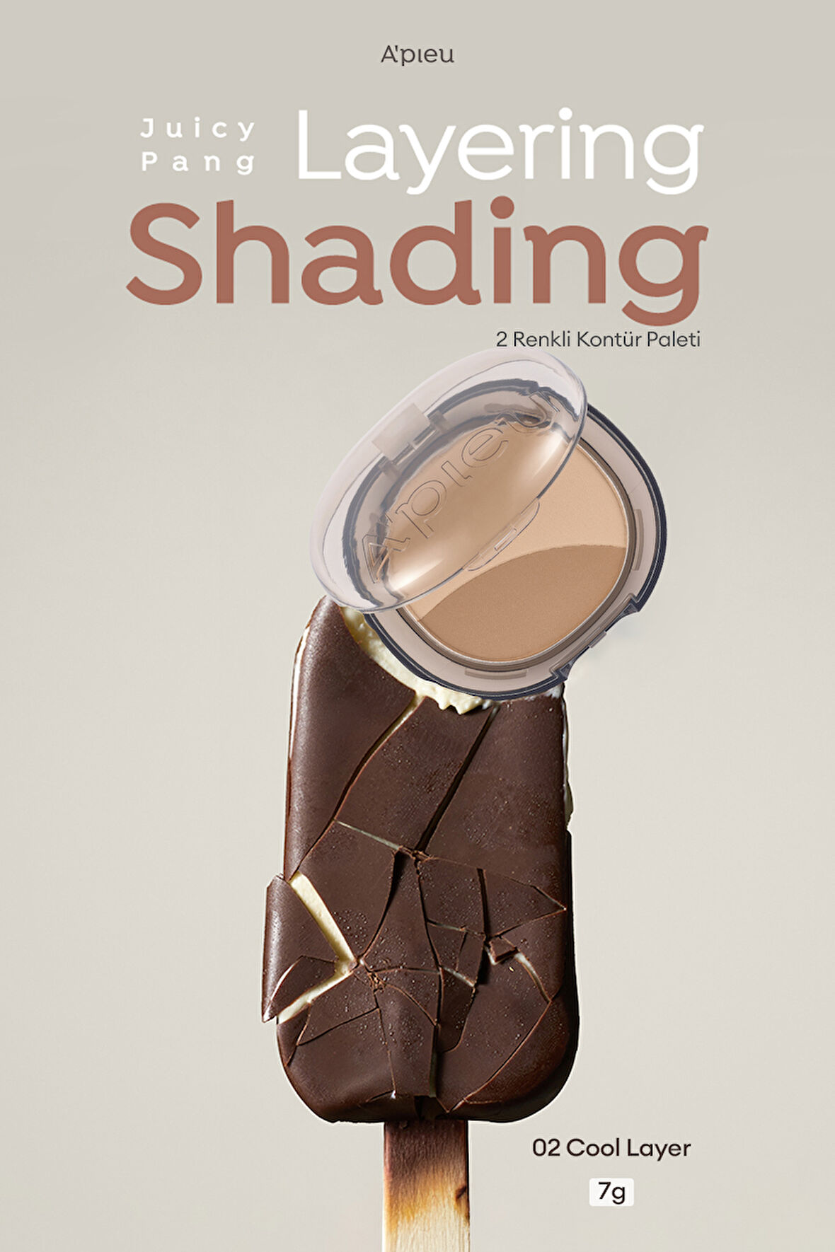 İki Renkli, Soğuk Alt Tonlu Kontür Paleti A'PIEU Juicy-Pang Layering Shading (02 Cool Layer)