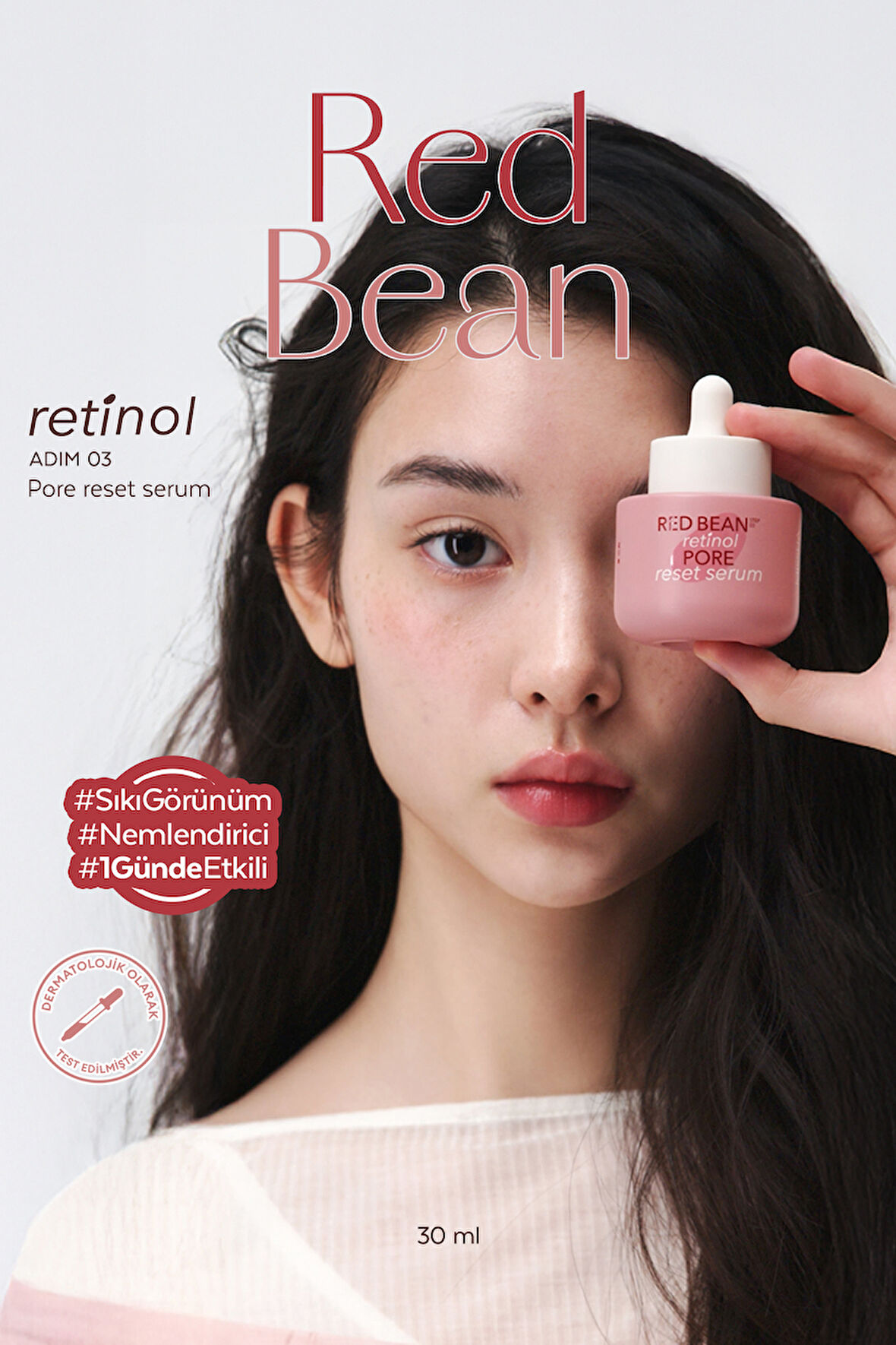 Retinol ve Kırmızı Fasulye Özlü, Sıkı Görünüm Sunan Serum Red Bean Retinol Pore Reset Serum