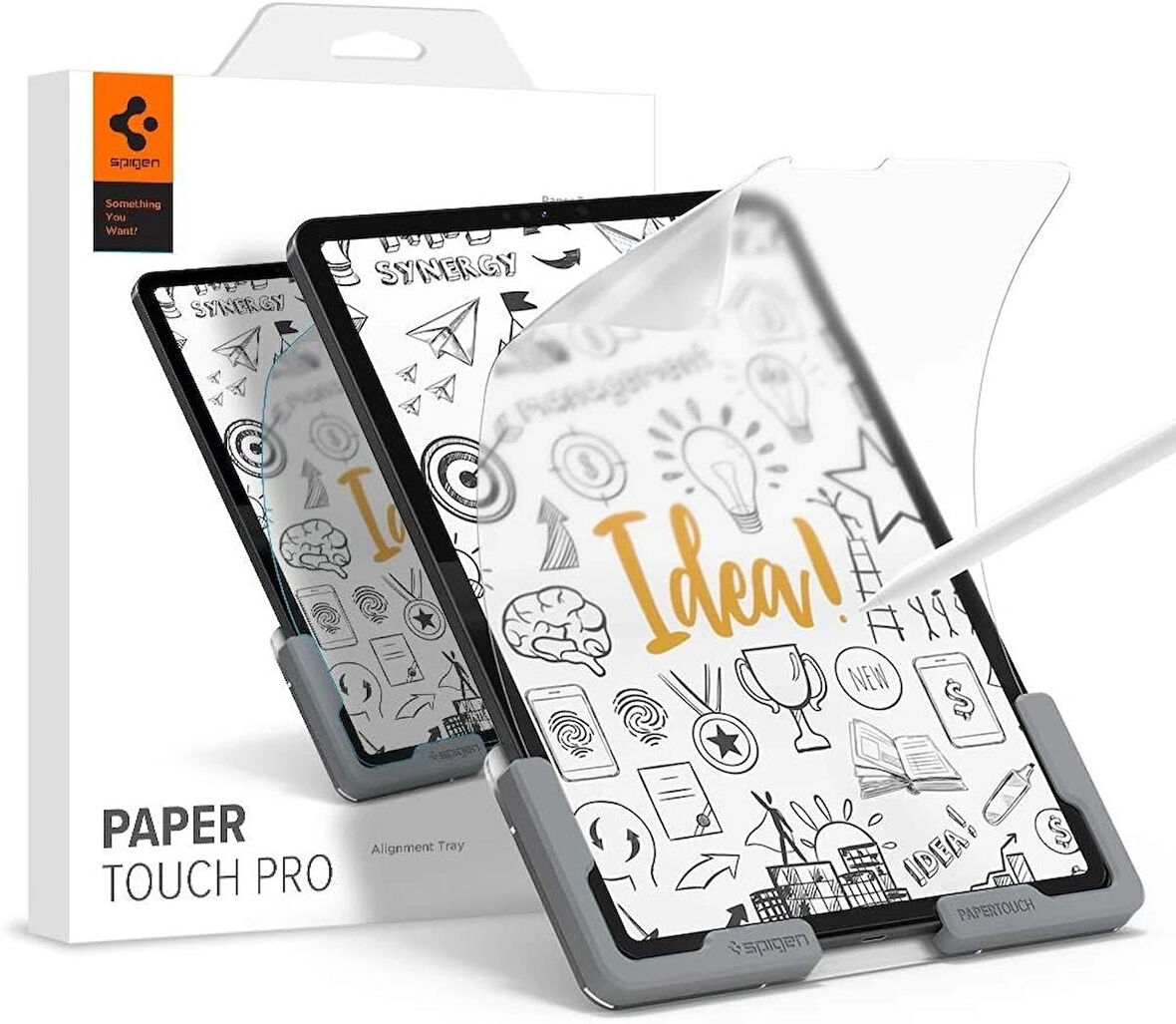 Spigen iPad Pro 12.9'' (2022 / 2021 / 2020 / 2018) Defter Kağıt Hissiyatlı Ekran Koruyucu Paper Touch Pro Tray Kolay Kurulum - AFL02788