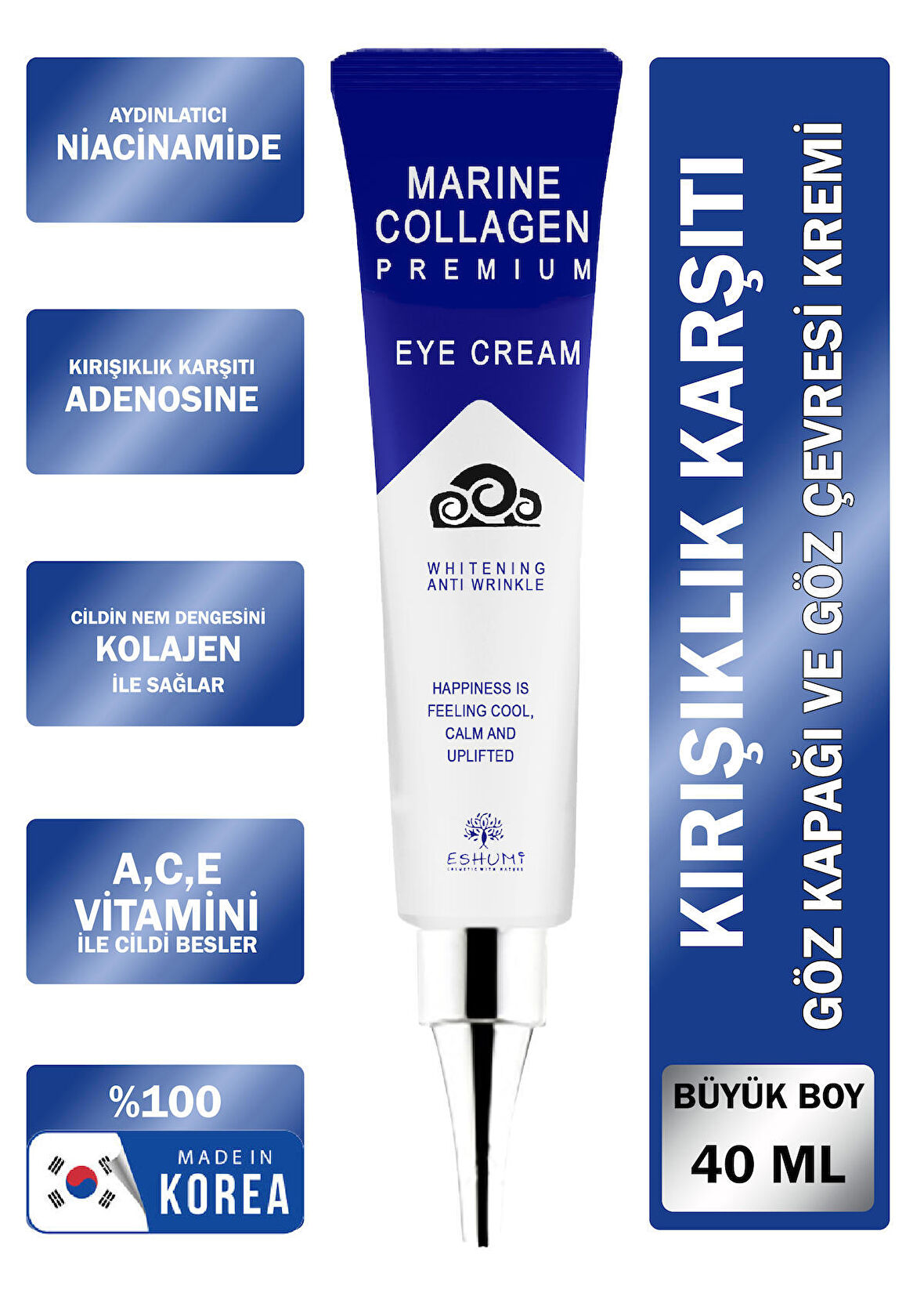 Korean Saf Collagen ve Niasinamid içeren Göz Çevresi ve Göz Kapağı Kırışıklık Kremi