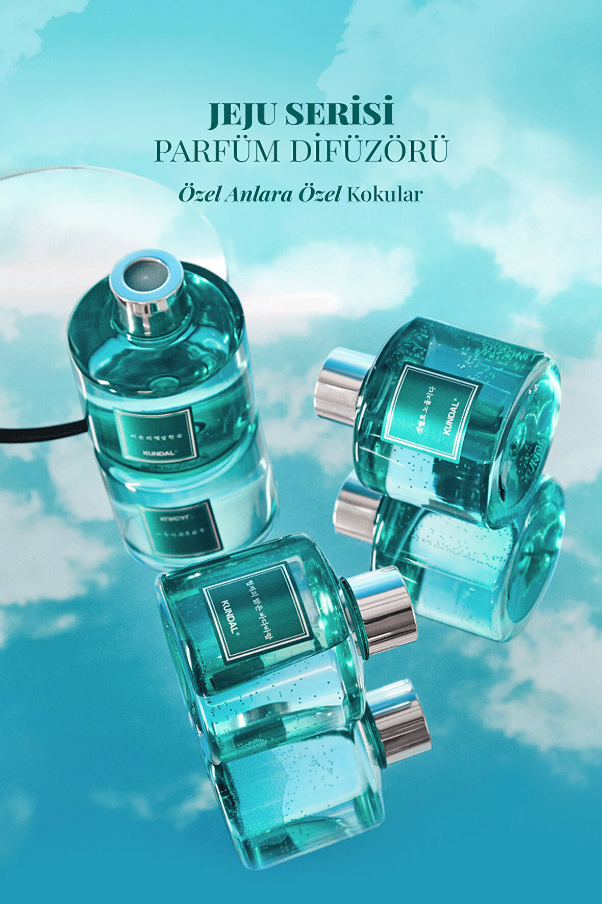 KUNDAL Jeju Serisi Parfüm Difüzörü KUNDAL Perfume Diffuser Jeju Edition 200ml 3Adet