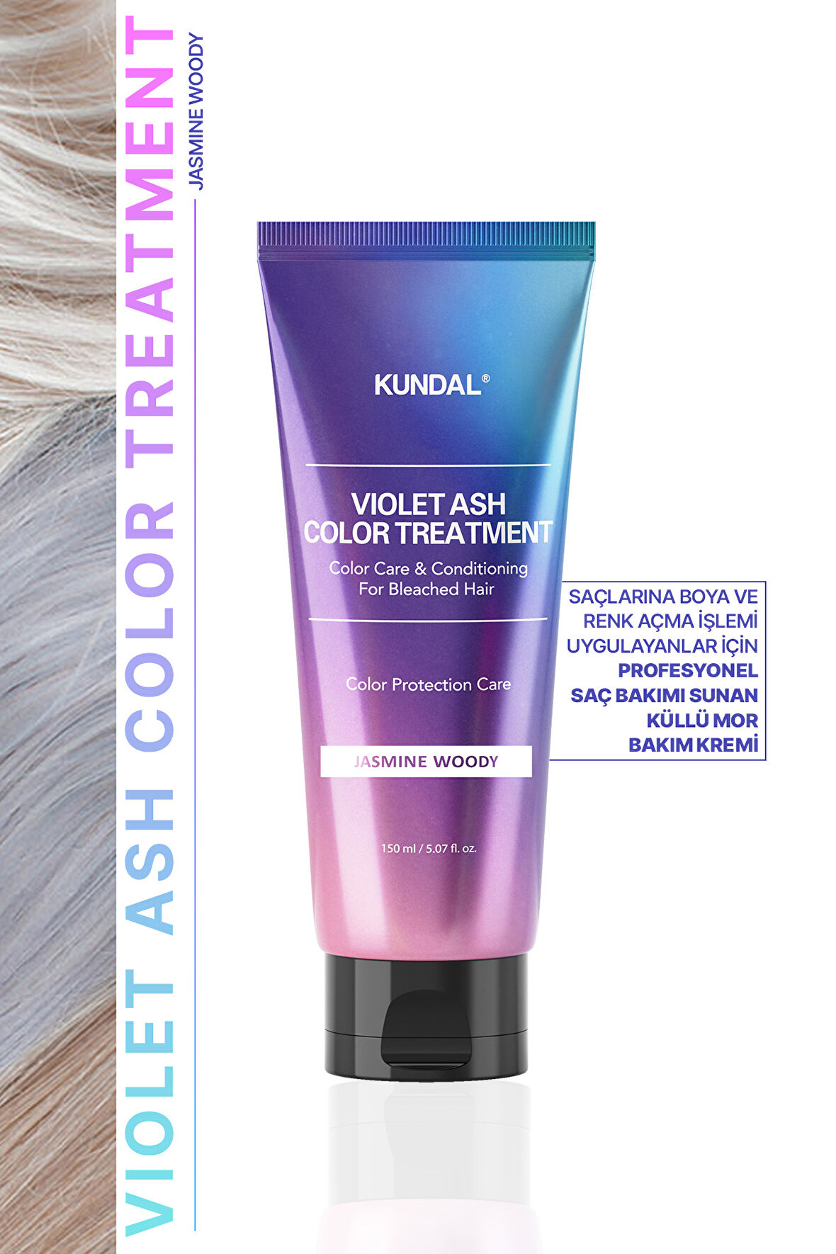 Sarı-Küllü Saçlara Özel Renk Koruyucu Bakım Kremi KUNDAL Ash ColorTreatment 150 ml(Jasmine Wood)