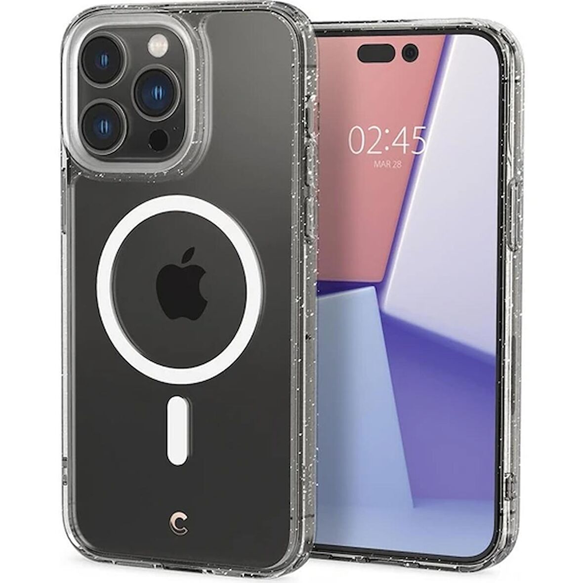 Spigen Ciel by Cyrill Apple iPhone 14 Pro Max Kılıf Shine Mag (Magsafe Uyumlu) Kılıf + Glas.tR Slim Hd (2 Adet) 360* Cam Ekran Koruyucu