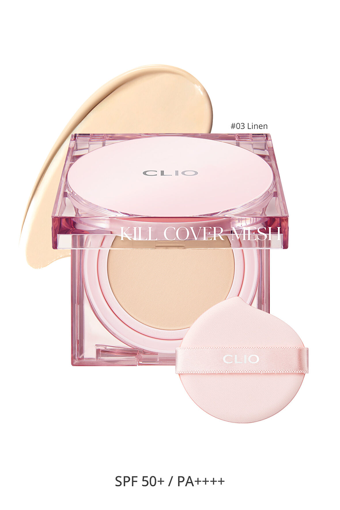 Yoğun Nem ve Işıltı Veren Cushion Clio Kill Cover Mesh Glow Cushion+Refill (3 Linen) Spf50+PA++++