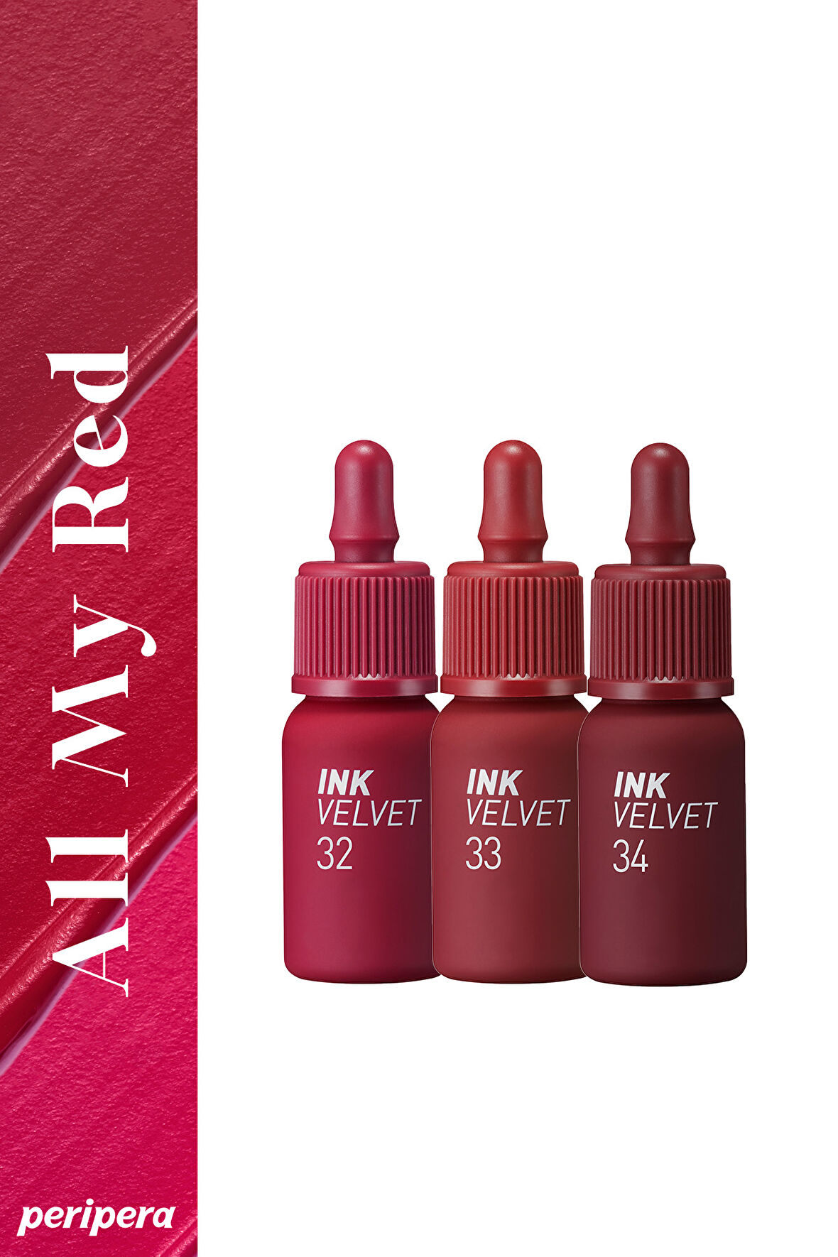 Yüksek Pigment İçeren, Kadife Görünümlü Tint Seti Peripera Ink Velvet Set (003 All My Red)