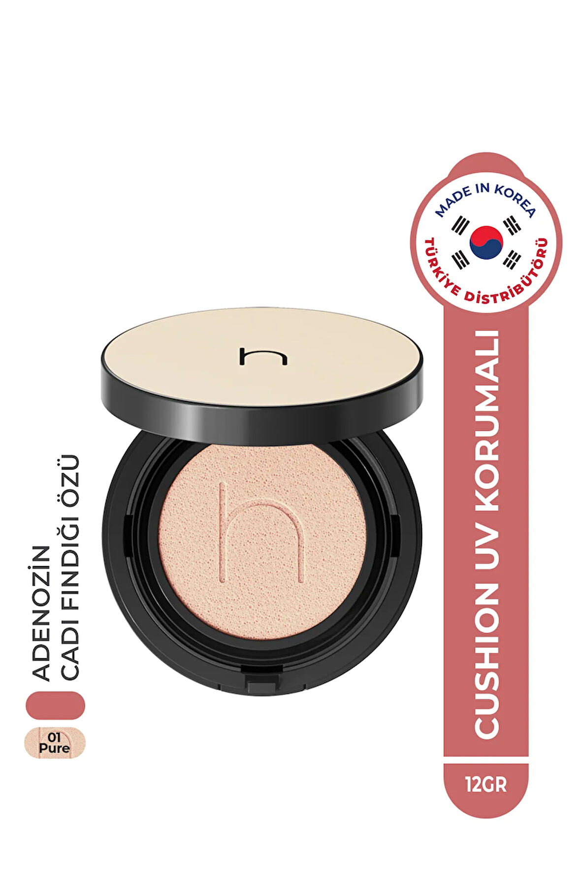Uzun Süre Kalıcı, Doğal Bitişli Kore Zero Fit Cushion Fondöten Spf50 Pa Güneş Koruyucu 12g Pure